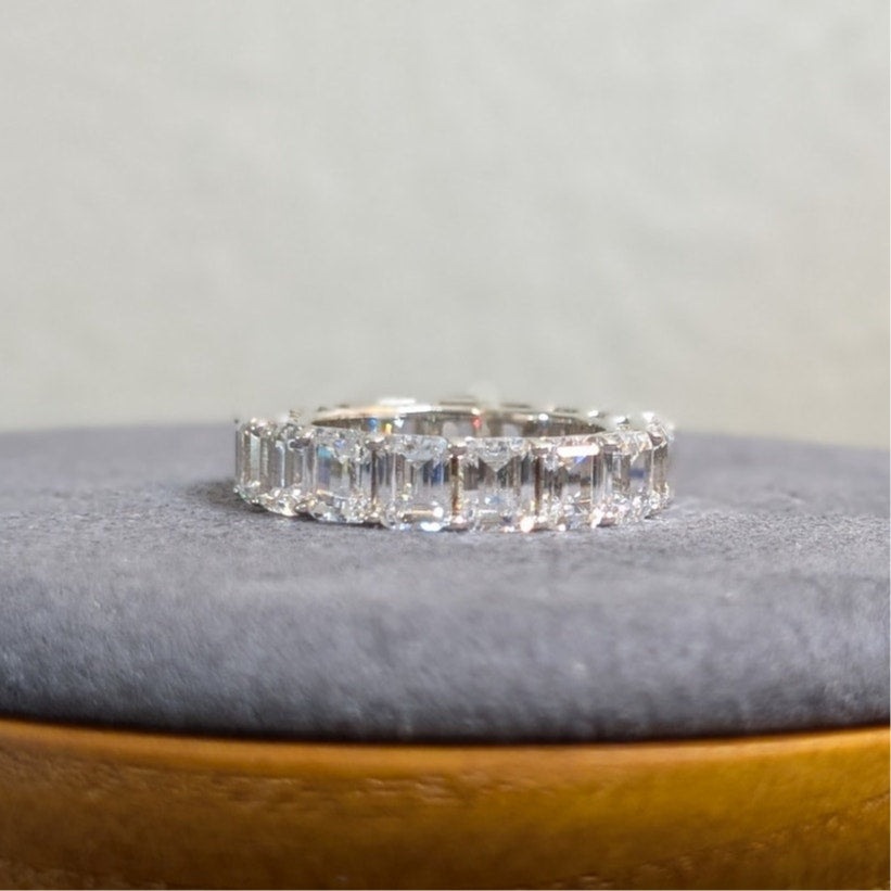 AB S925 Sterling Silver High Sparkle Baguette Full Circle CZ Ring Size 6.5