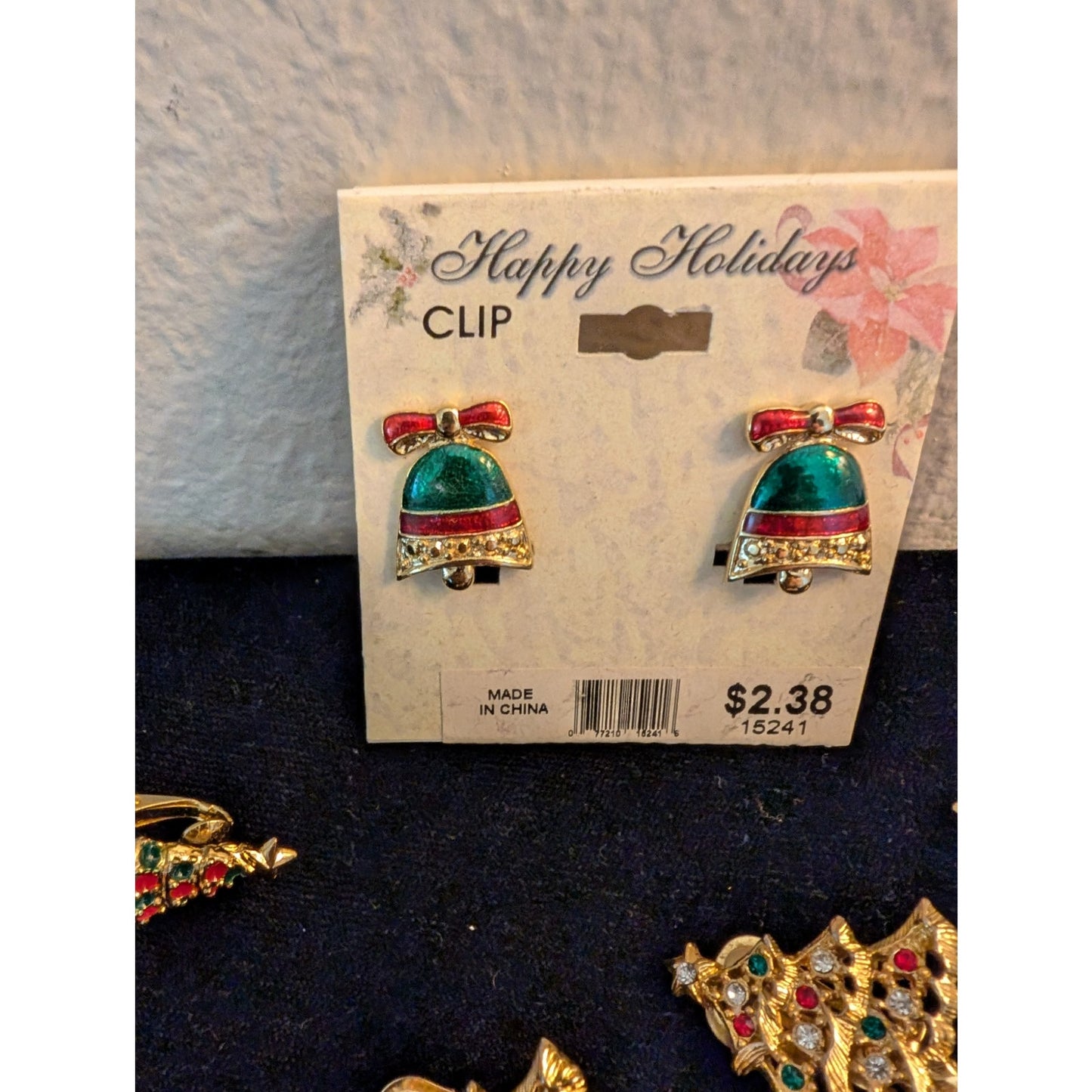 Lot of Three Vintage Christmas Themes Clip On Earrings