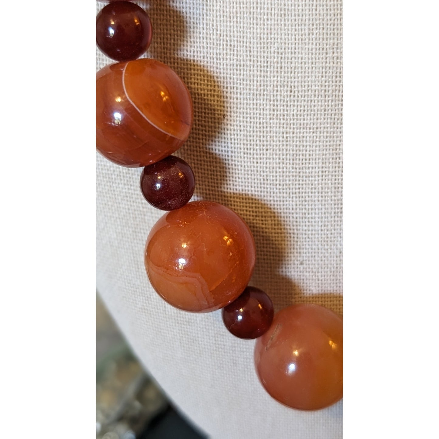 Vintage Natural Earth Mined, Carnelian Statement Necklace W/ 14k GF Clasp