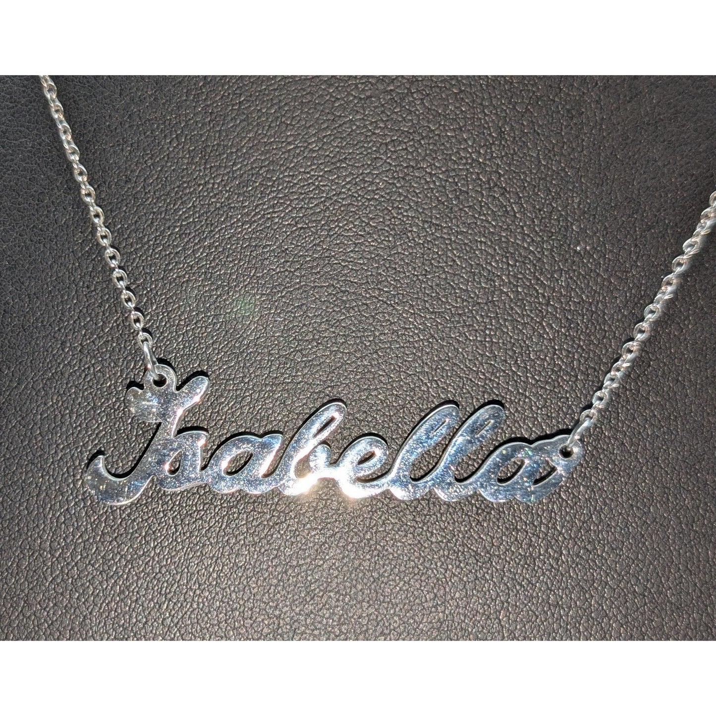 Silver Tone Cursive 'Isabella' Name 18" Necklace