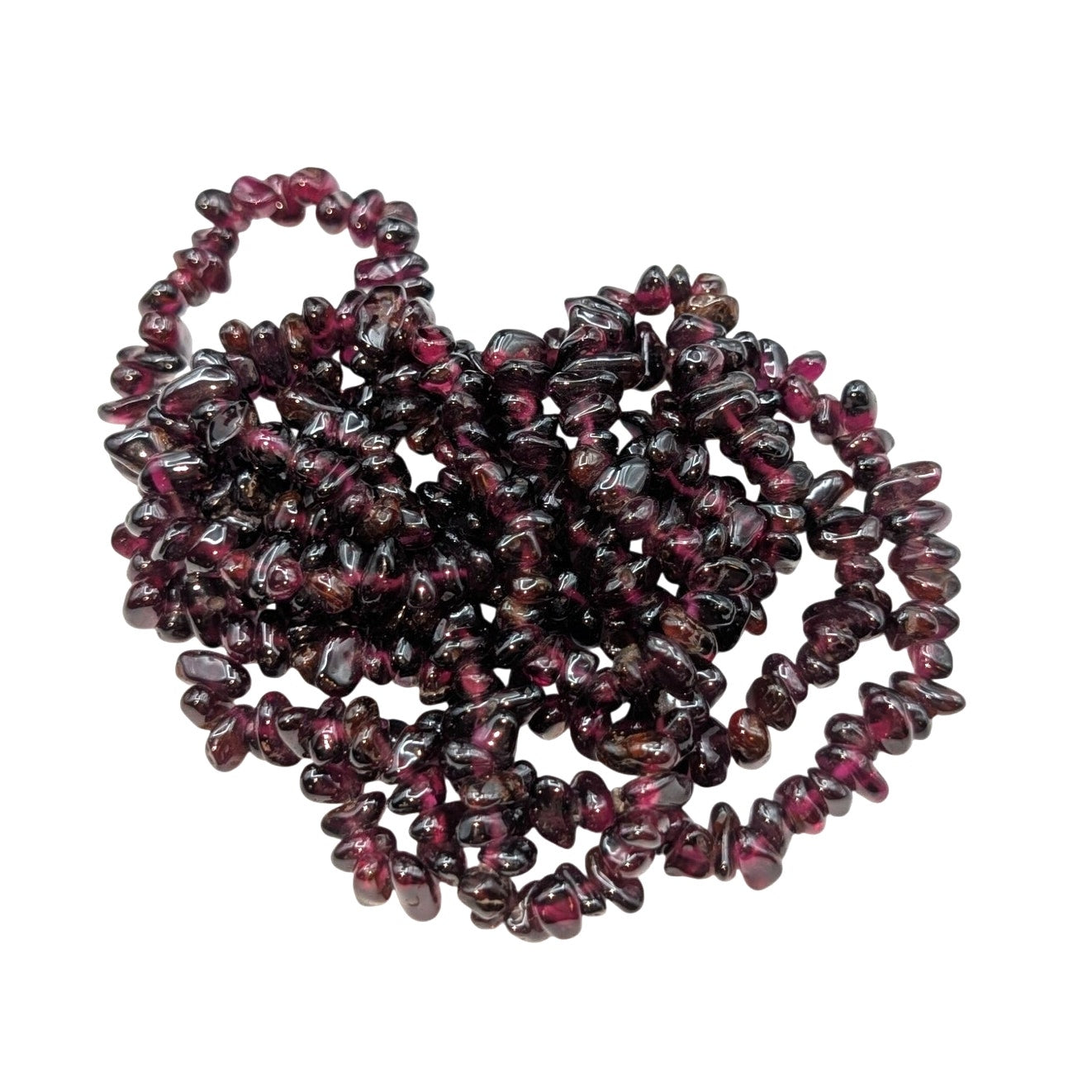 Gorgeous Vintage Tested Rhodolite Garnet Chip Bead Strand 34" Necklace