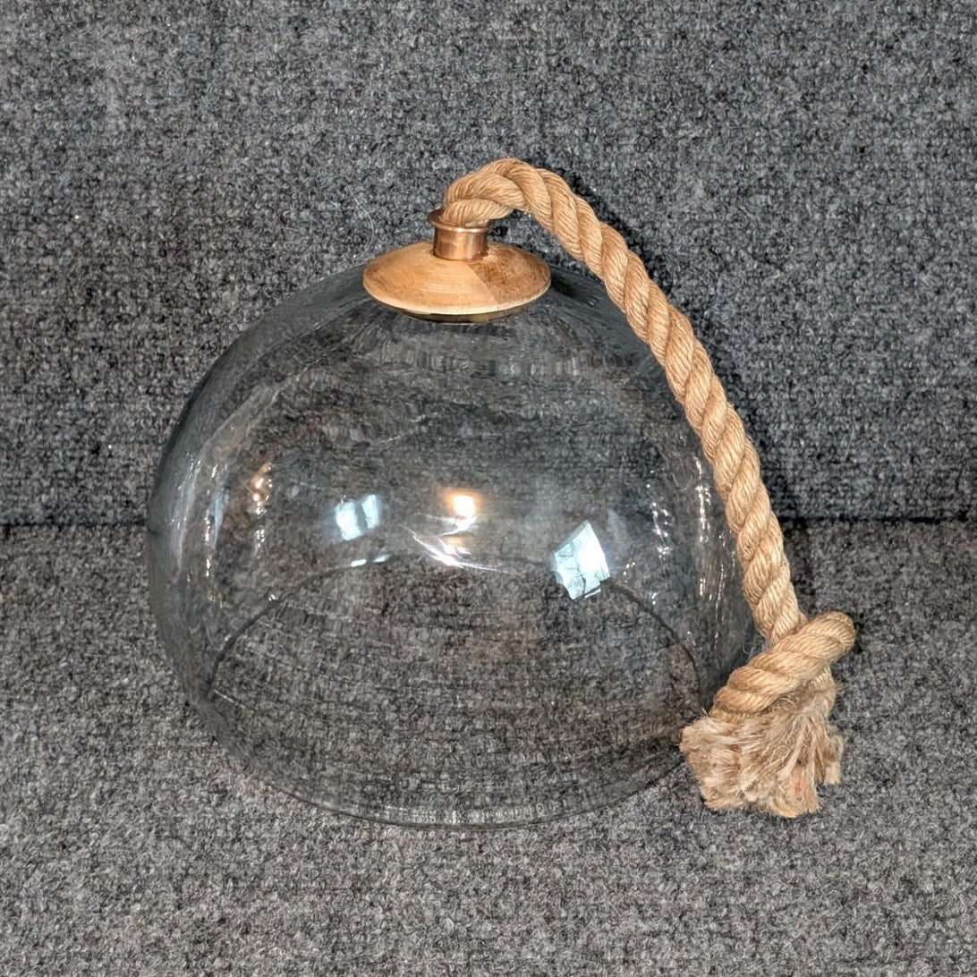 Nautical Rope Handled Domed Glass Cloche Decor