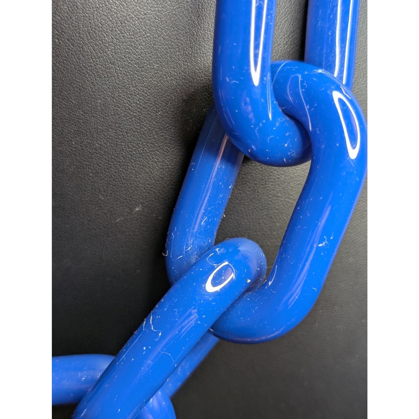 RARE Stamped BEN AMUN Blue Lucite Large Cuban Link Chain 22" Necklace