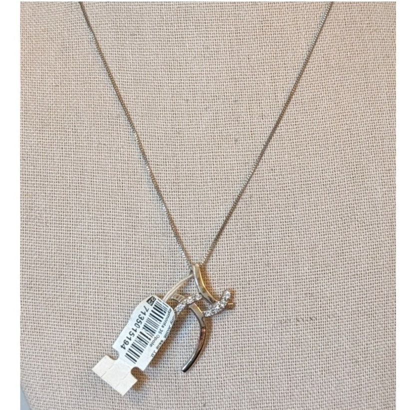 NWT Abstract 925 CZ Pendant on 925 Sterling 18" Box Chain Necklace