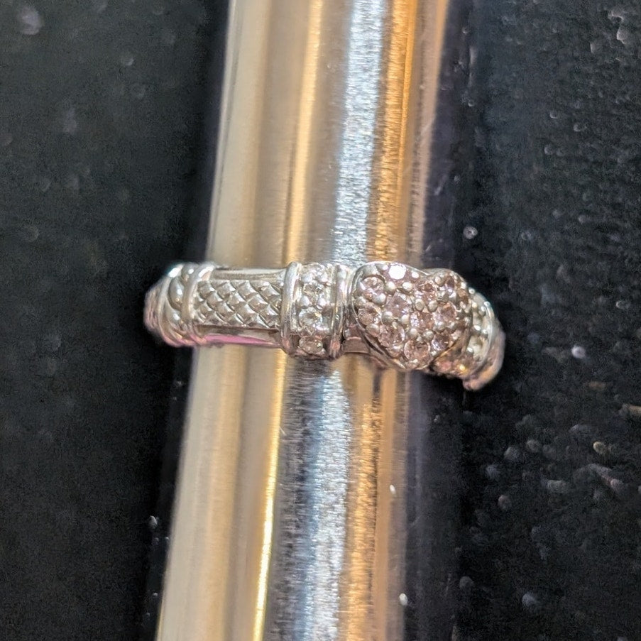 Genuine Judith Ripka Sterling Silver Pink Cz Heart 5.33mm Ring Size 7.75