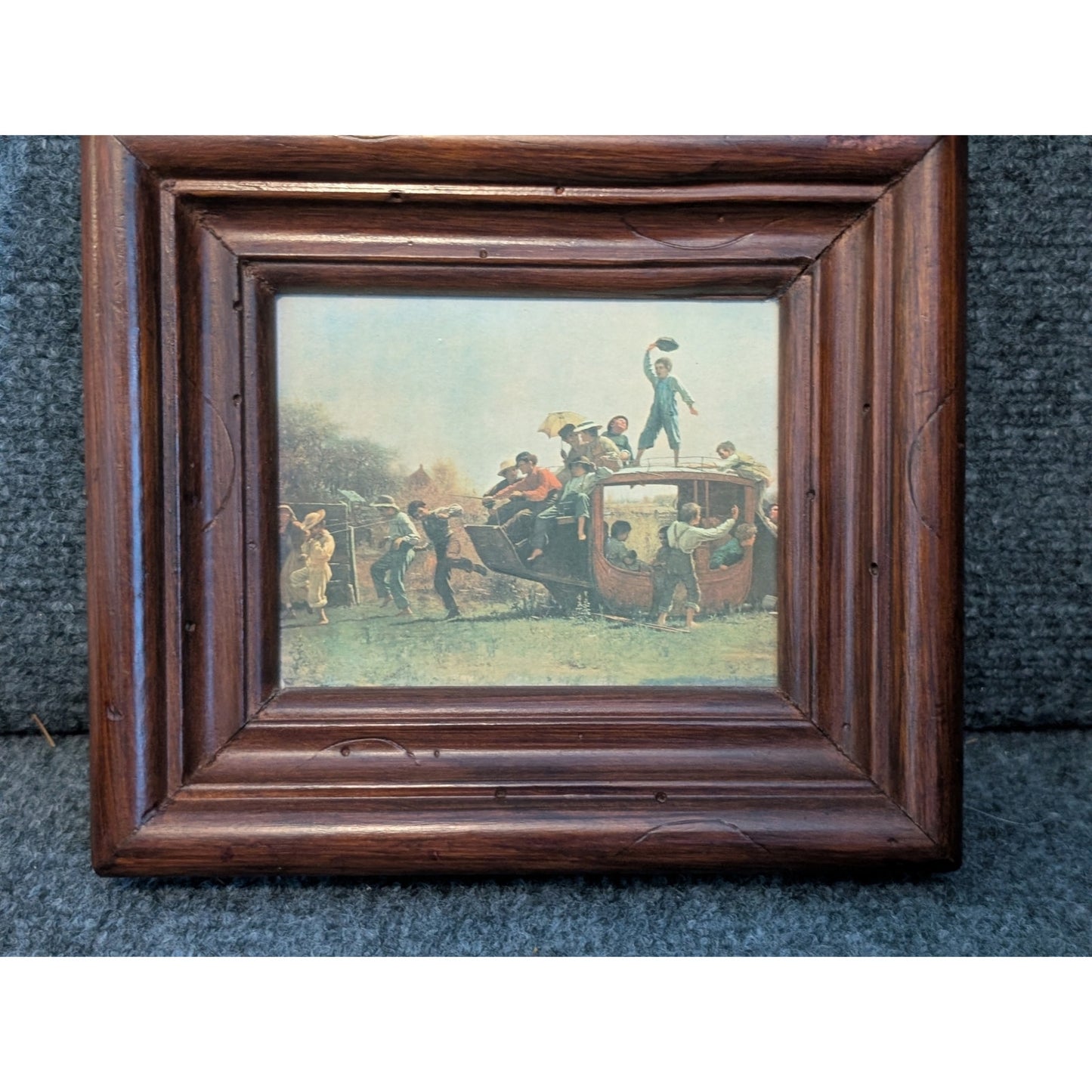 VTG/Antique 'The Old Stage Coach' Print Originally Created in 1871 Wood Framed