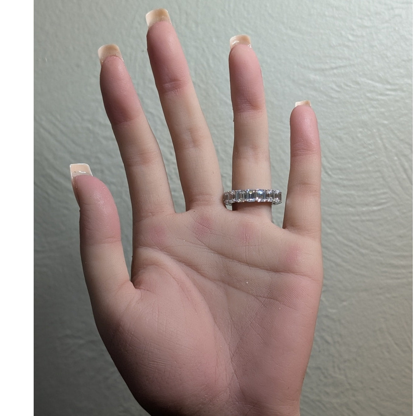 AB S925 Sterling Silver High Sparkle Baguette Full Circle CZ Ring Size 6.5