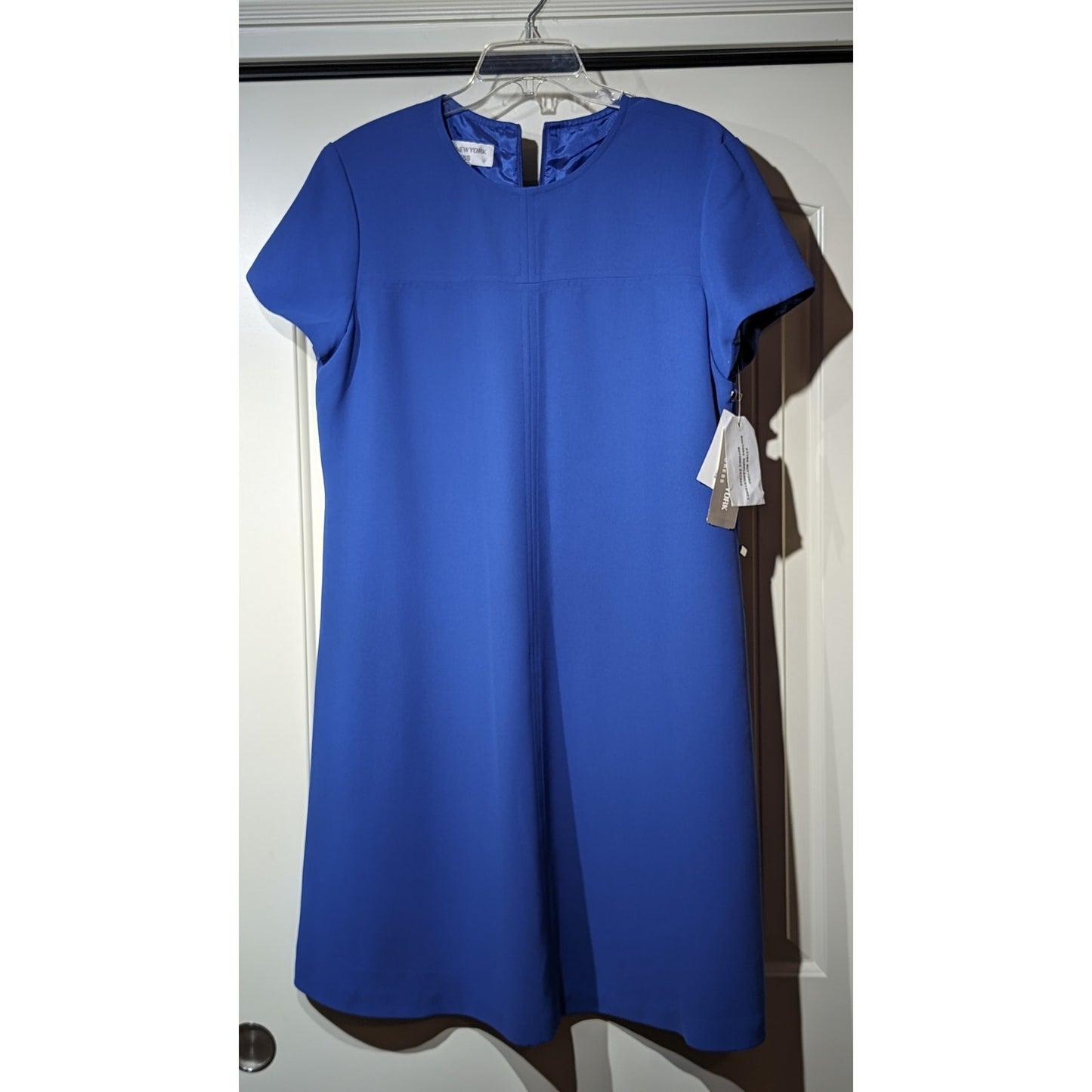 Jones New York Periwinkle Short Sleeve Button Detail Up Side A-Line Dress Sz 16