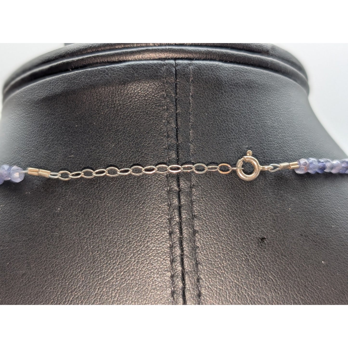 925 Sterling Silver 3mm Tanzanite Crystal Bead Medallion Pendant Necklace