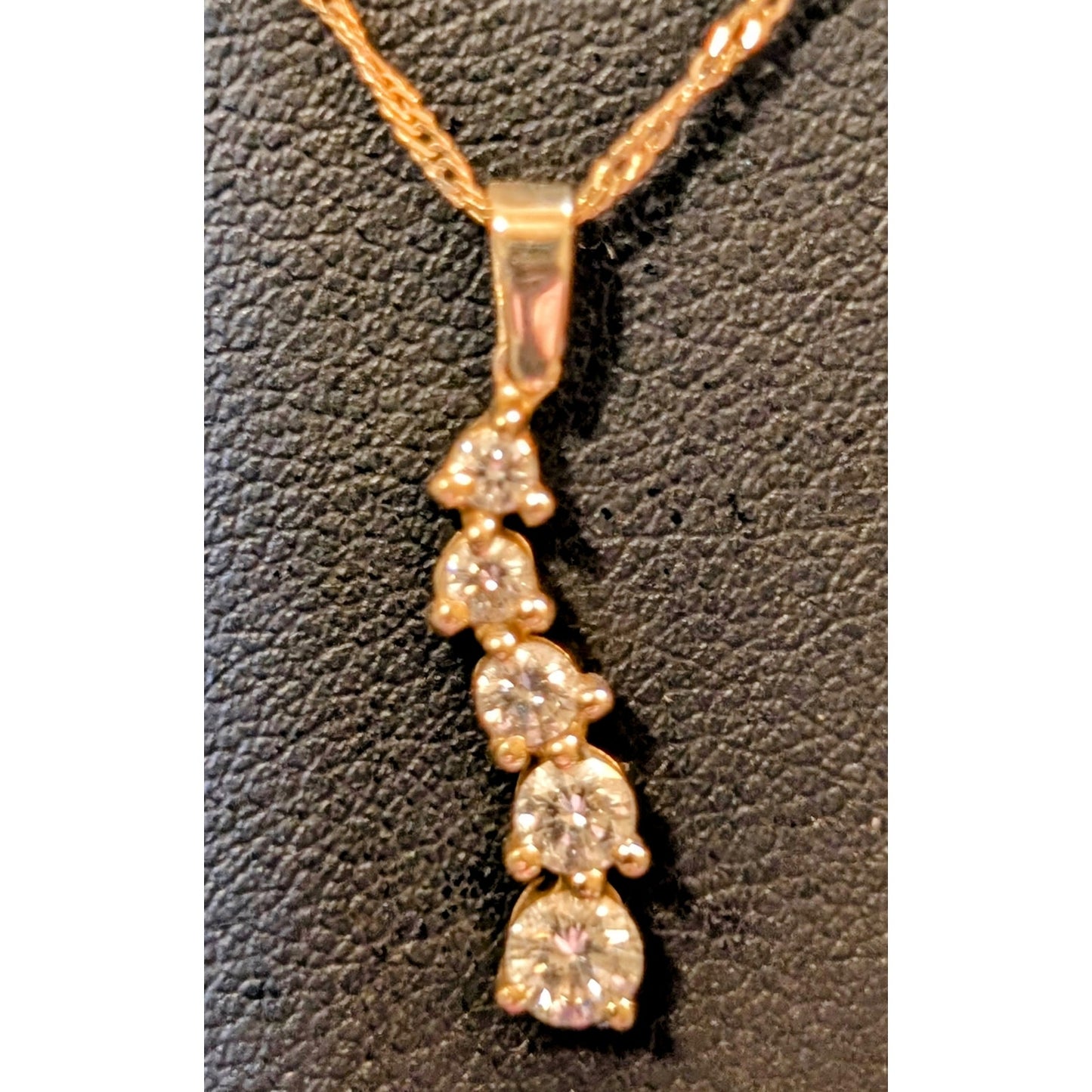 14K Yellow Gold Five Diamond Journey Pendant 18" Necklace