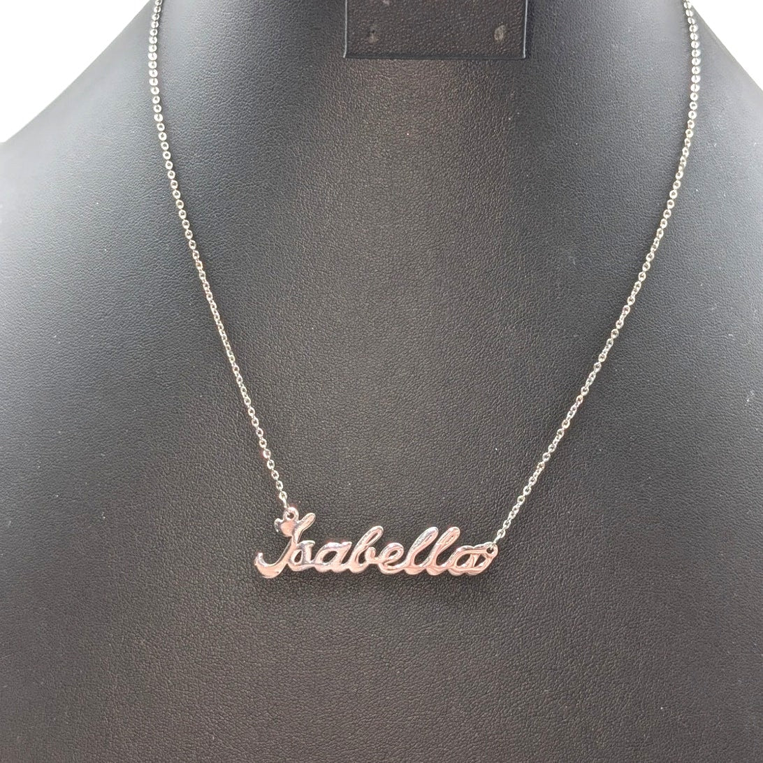 Silver Tone Cursive 'Isabella' Name 18" Necklace