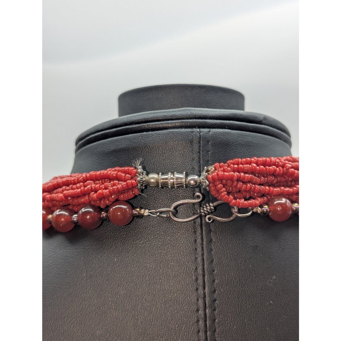 Lot of Boho Cranberry/Brick Color Beaded Necklaces & Earrings