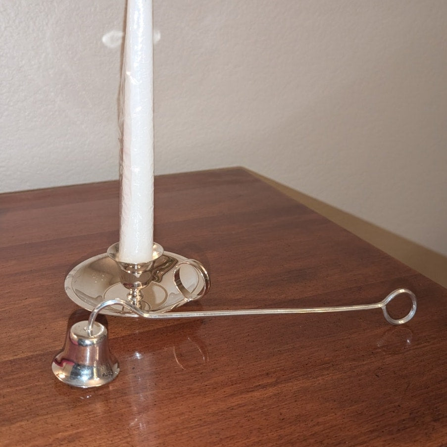 Silver Plate Candle Holder & Snuffer Set NWOT