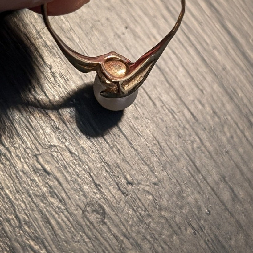 Women's 14K Yellow Gold Genuine Solitaire 6mm Pearl Ring Size 5.25