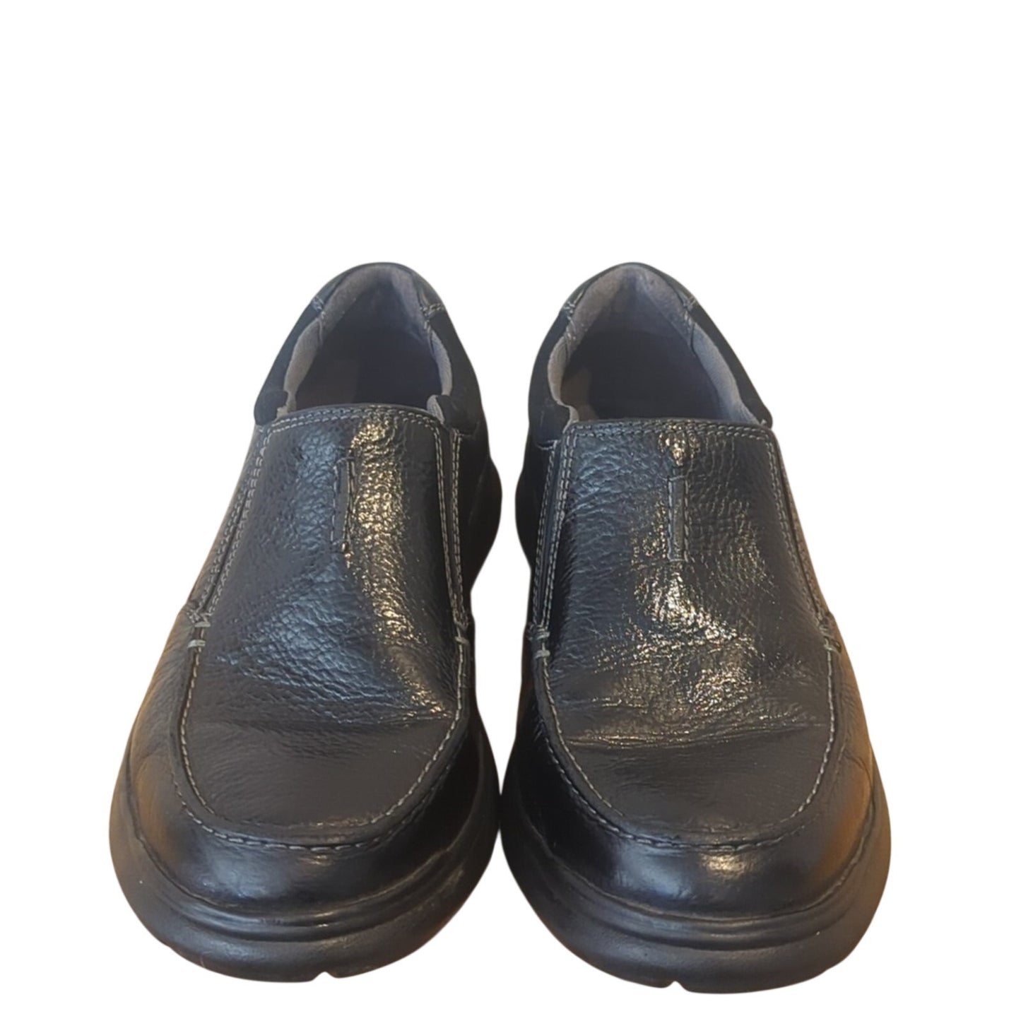 Clarks Collection Cotrell Free Black Oily Leather Pebbled Grain Loafer Men's 11M