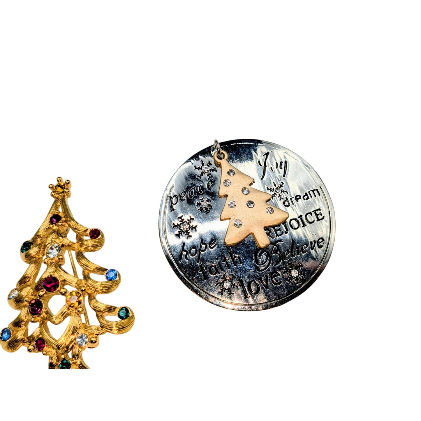 Lot of Two Christmas Tree Brooch/Pins Monet & Unbranded