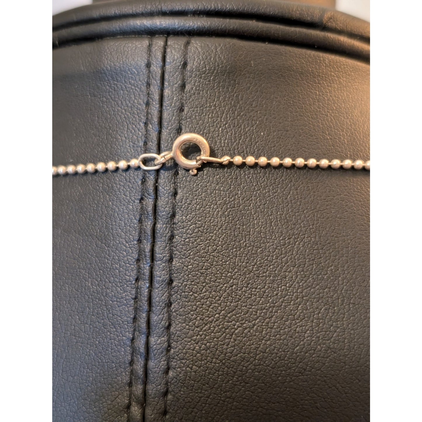 Vintage Sterling Blue Stone Pendant Bead Ball Sterling Chain Necklace