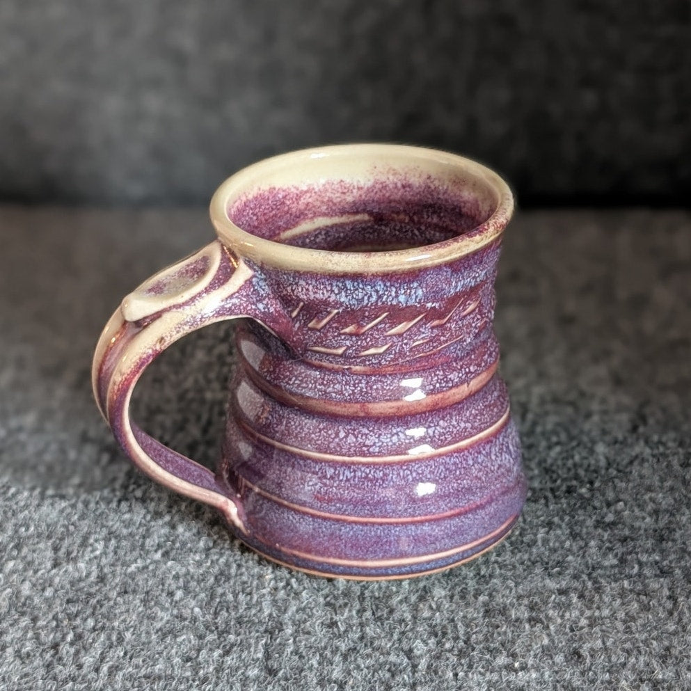 Purple Banded Studio Pottery Mug Signed 12