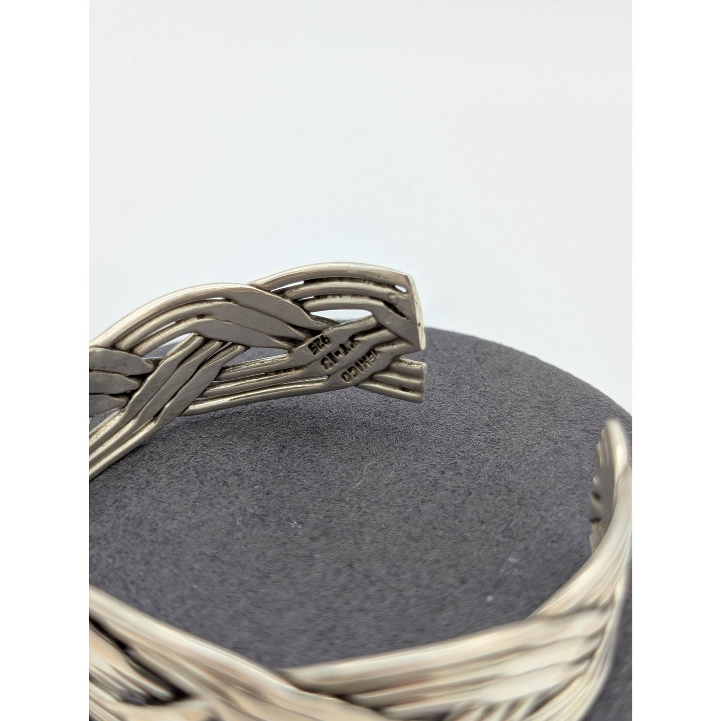 Vintage 925 Sterling Taxco Mexico 5/8" Wide Braided Thick Wire Cuff Bracelet