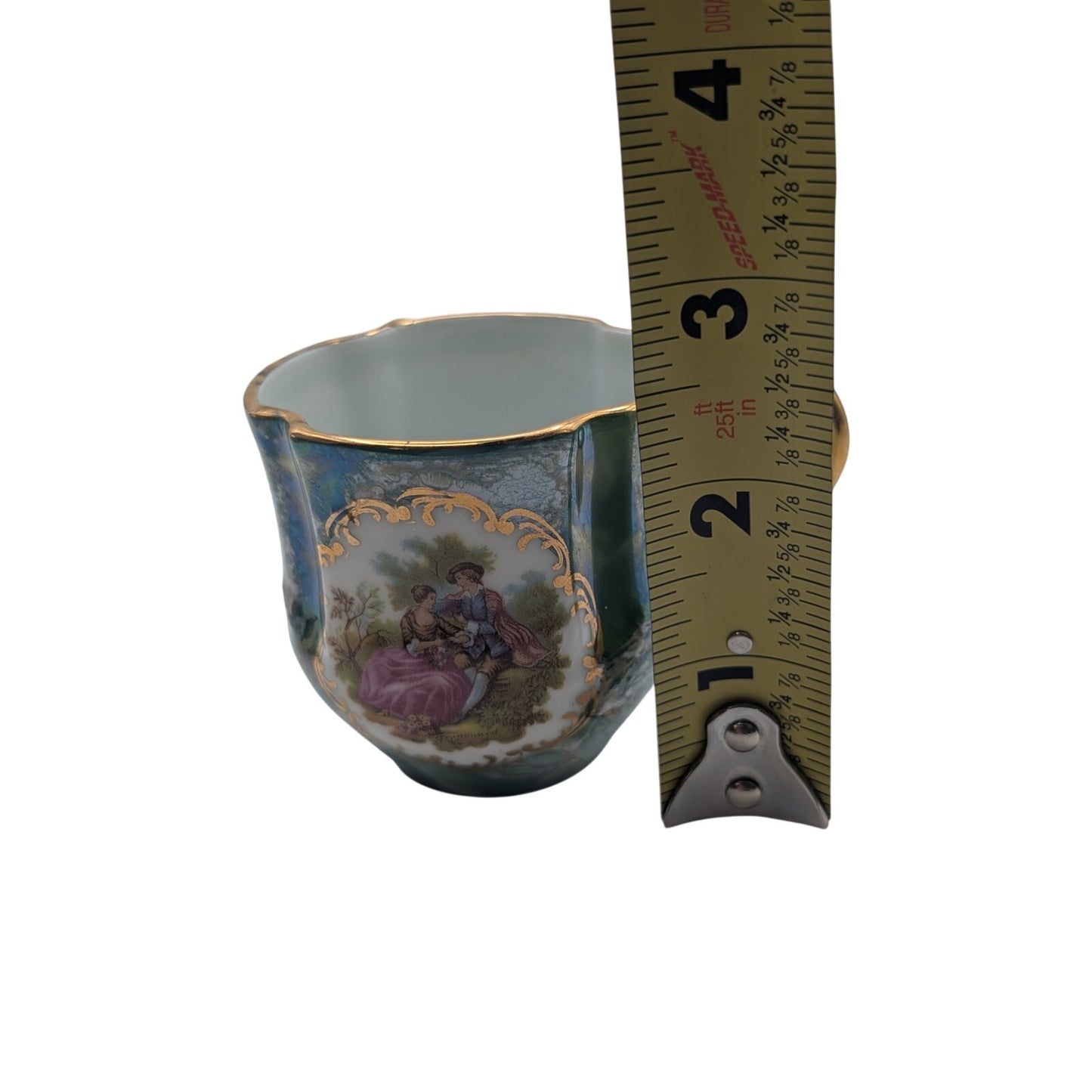 Vtg Limoges France Porcelain Demitasse Cup 22K Gold Fragonard Courting Couple