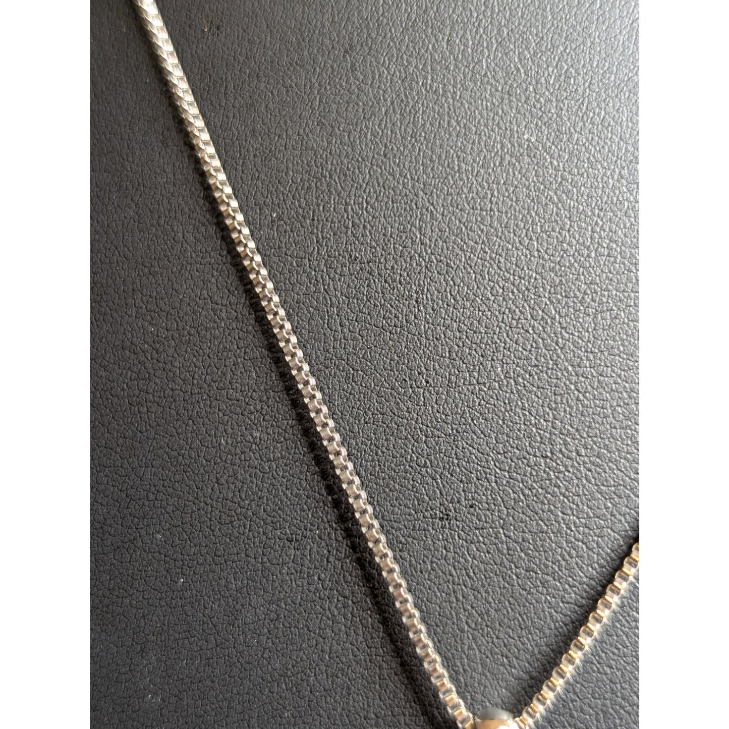 925 Sterling Purple Glass Stone Two Tone Pendant Box Chain 20" Necklace