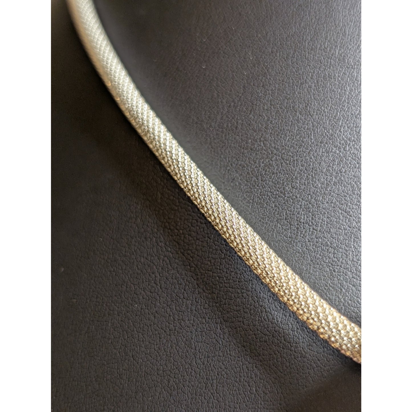 Vintage 925 Sterling Silver Round Fluted Ribbed Bead 18" Mesh Chain Necklace