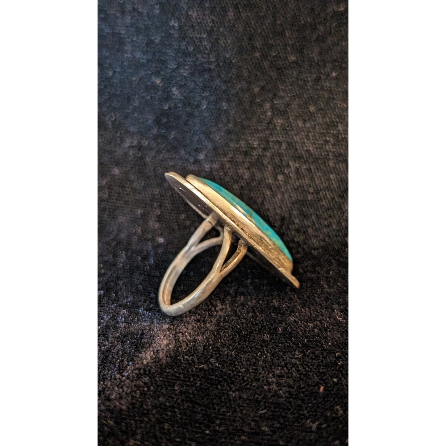 Vintage Navajo Elongated Turquoise Ring Size 6.5 Native American