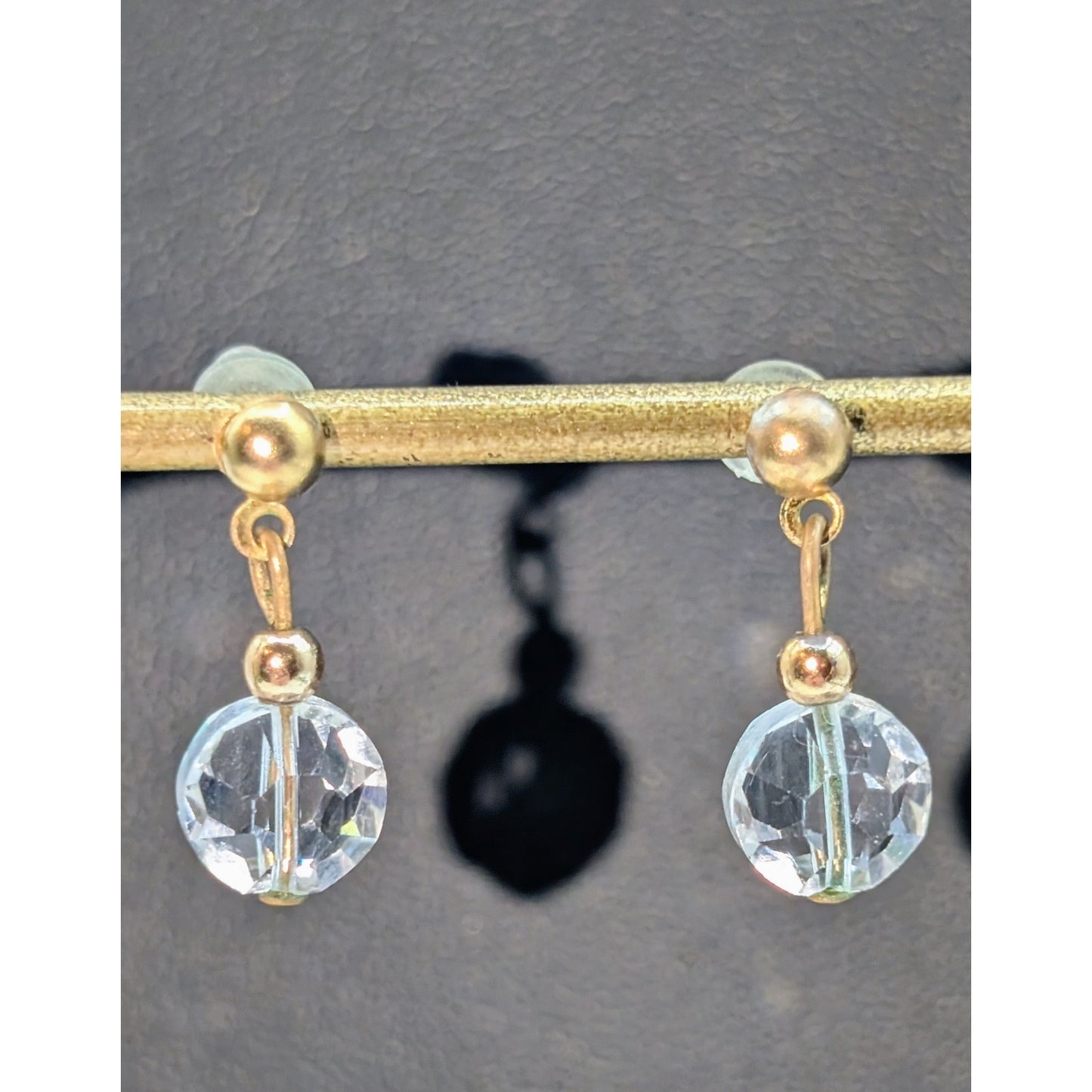 Vintage Gold Tone Crystal Bead Drop Dangle Earrings