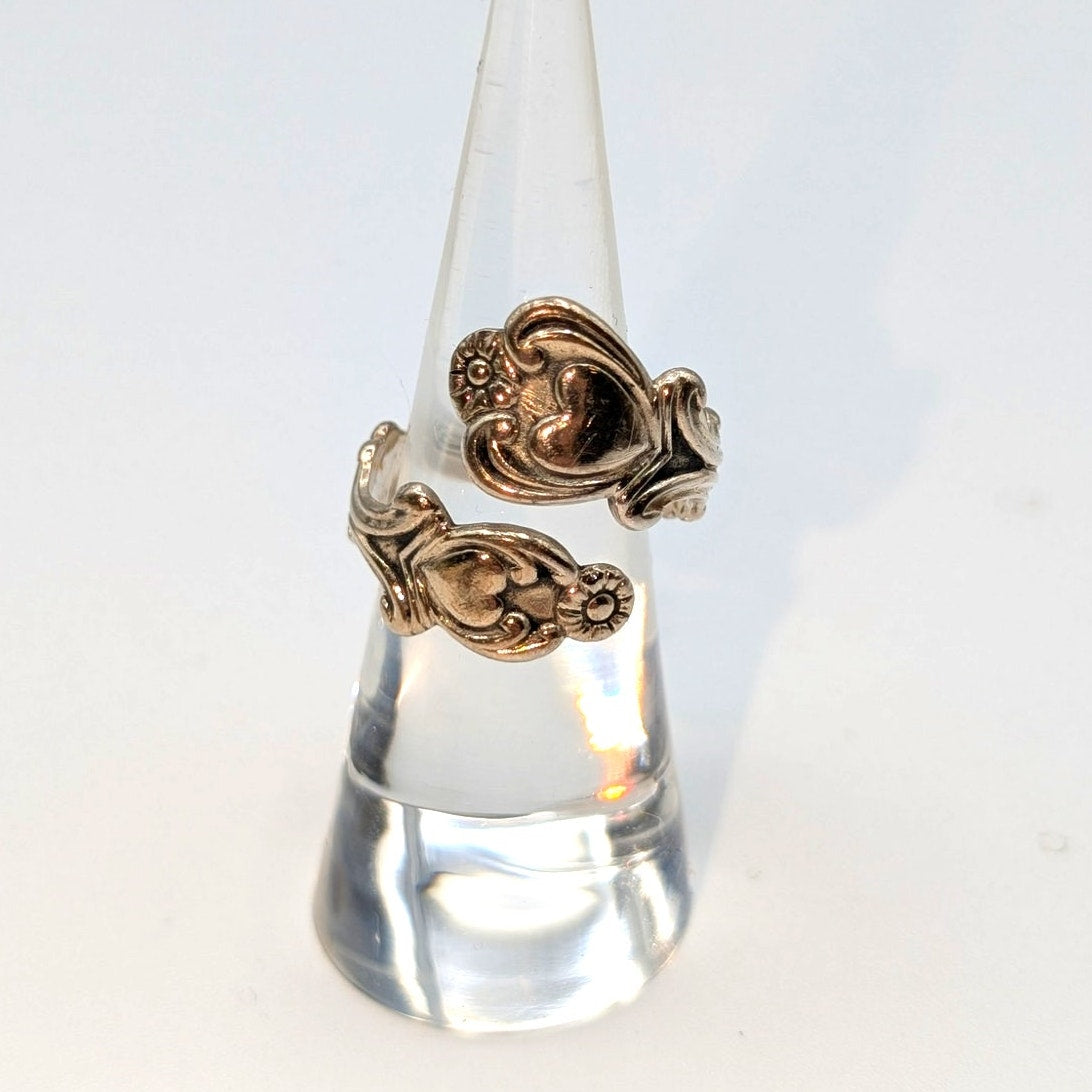 VTG Avon Sterling Silver Lovers Hearts Signed Collectible Adjustable Bypass Ring