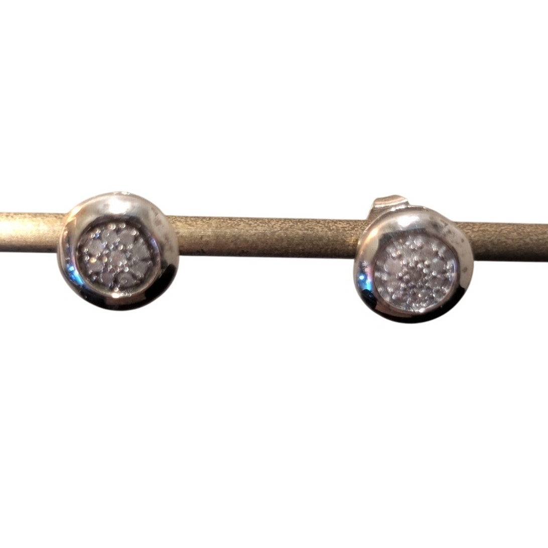 Marked JS 925 Sterling Pave Rhinestone Stud Earrings