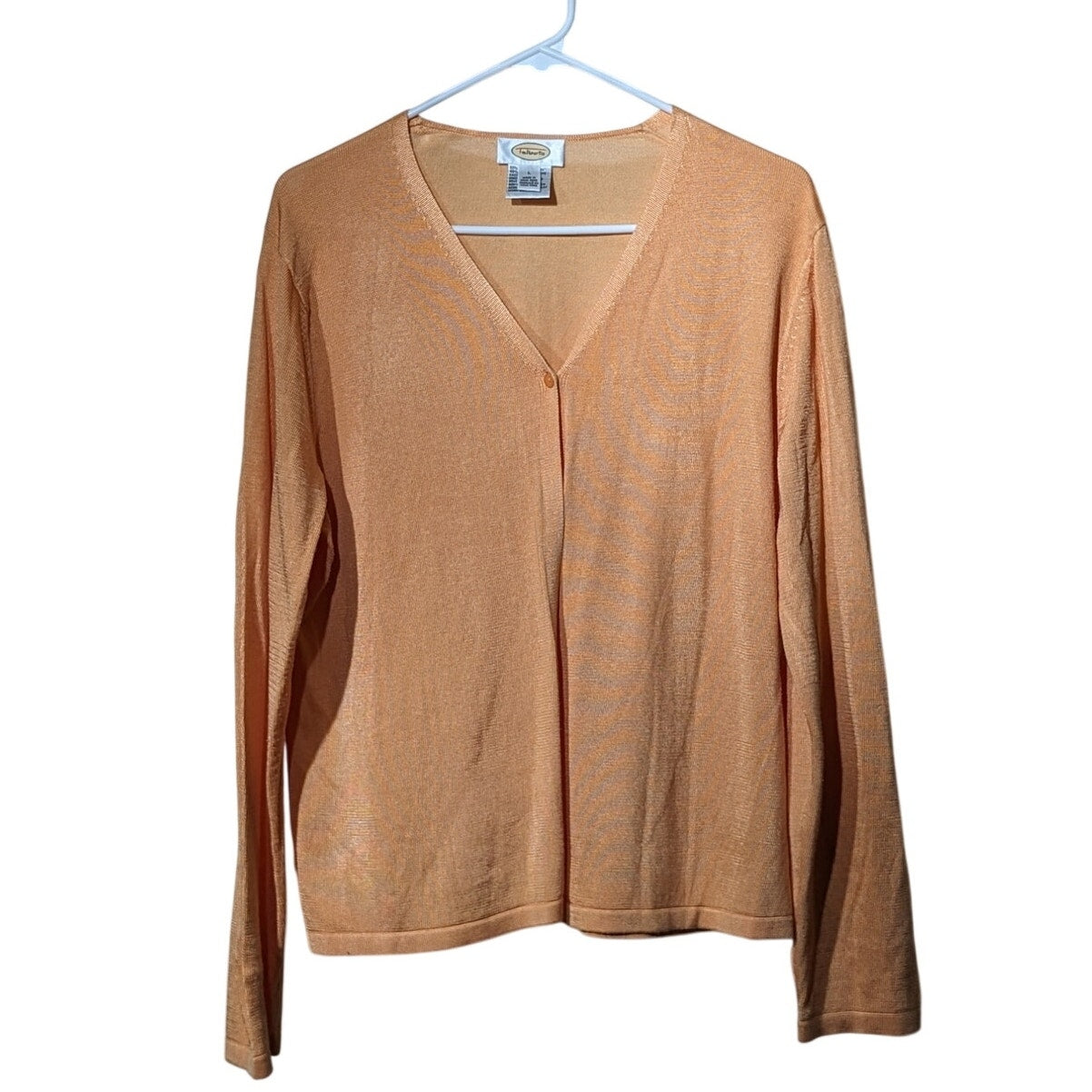 Talbots Light Pumpkin One Button Lightweight Cardigan Sweater Womens Sz L