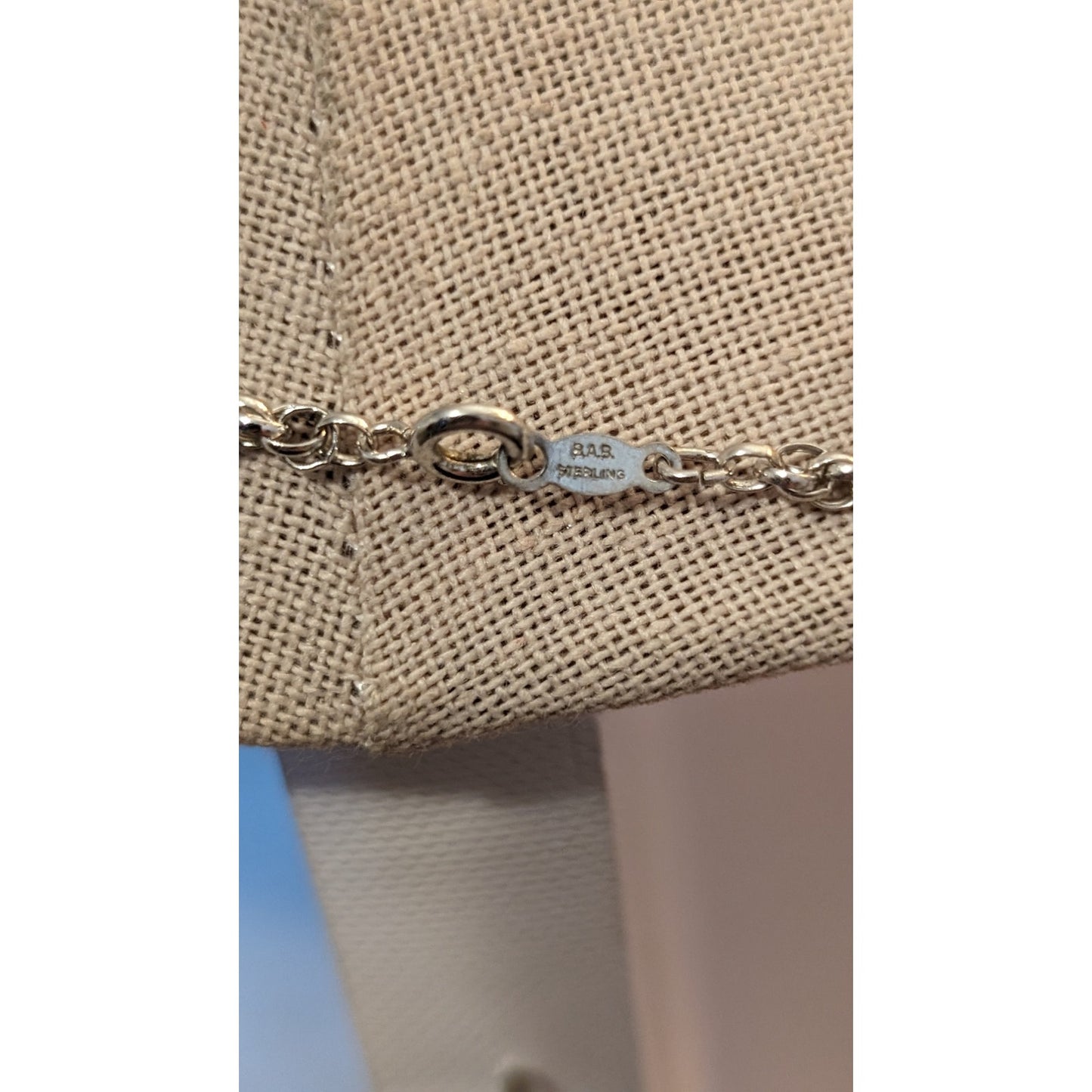 Vintage Barton Allen Ballou Sterling Chain W/ Taxco Silver Bezel Set Tigers Eye