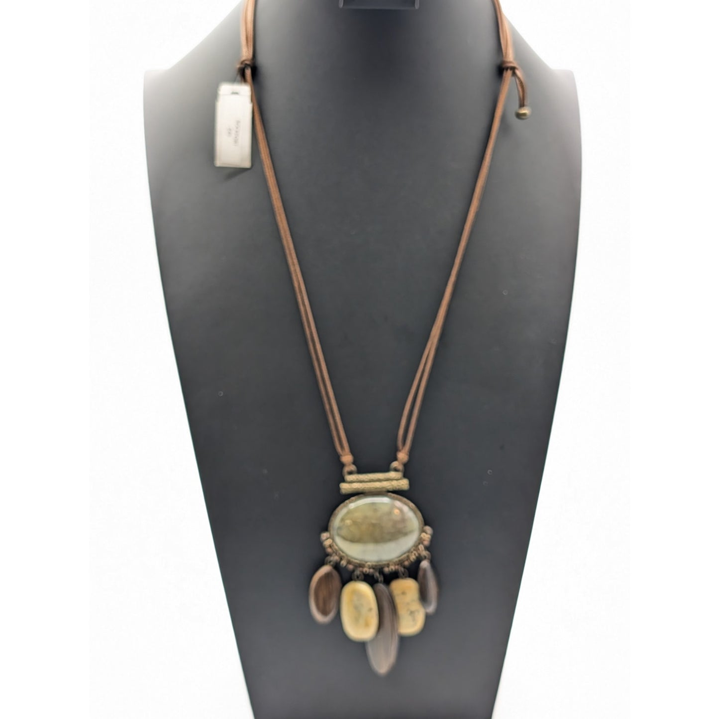 NWT Premier Designs Rockport Natural Earthy Boho Stone Adjustable Cord Necklace
