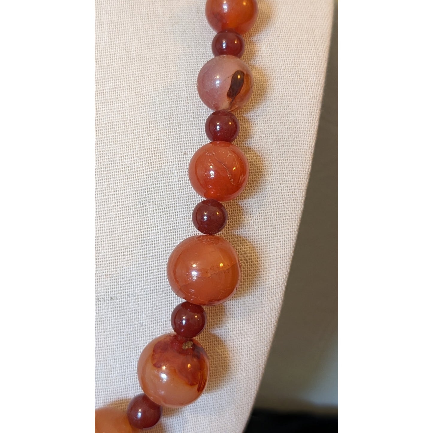 Vintage Natural Earth Mined, Carnelian Statement Necklace W/ 14k GF Clasp
