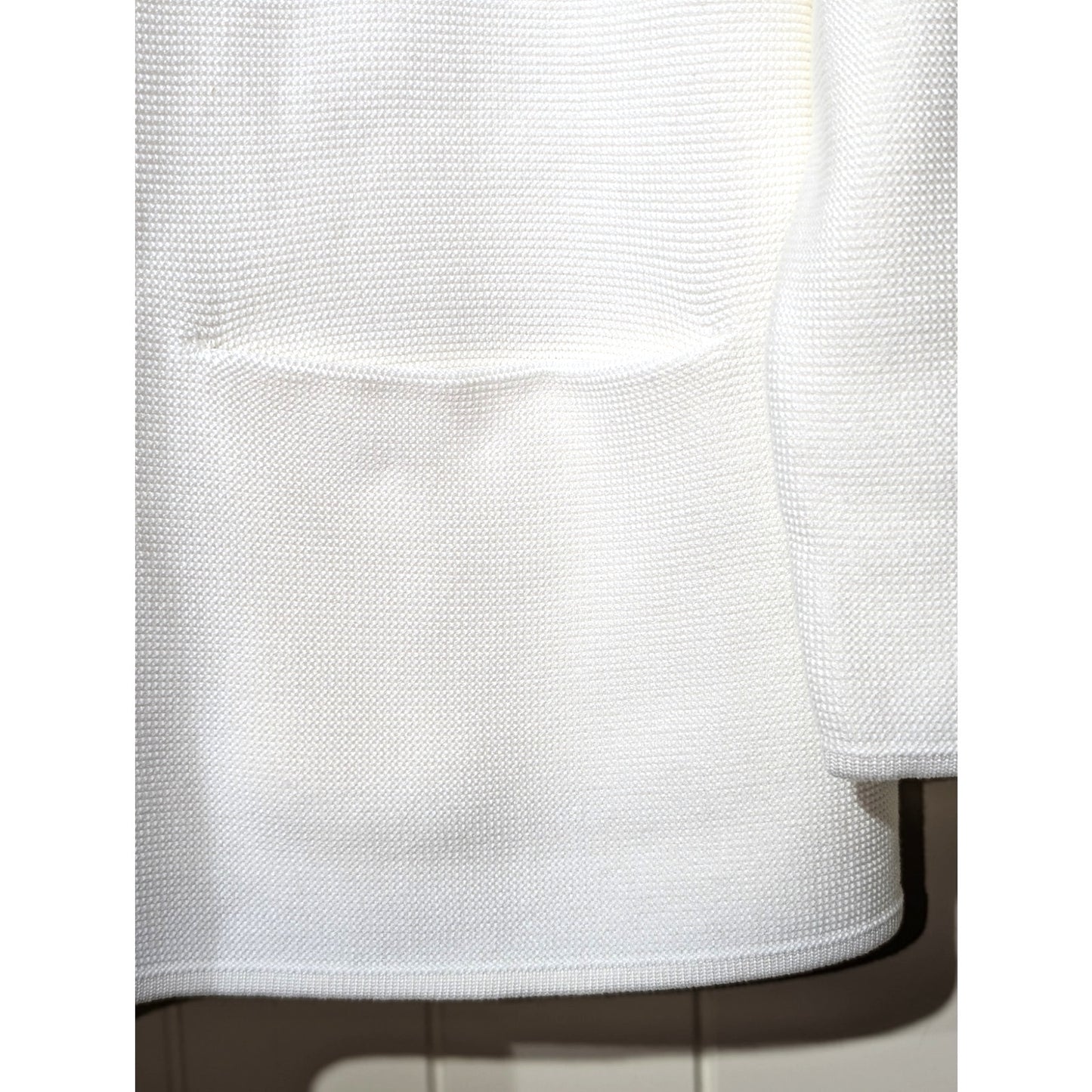 COS White 100% Cotton Knit Front Pocket Detail Slightly Cropped Sleeve Sweater S