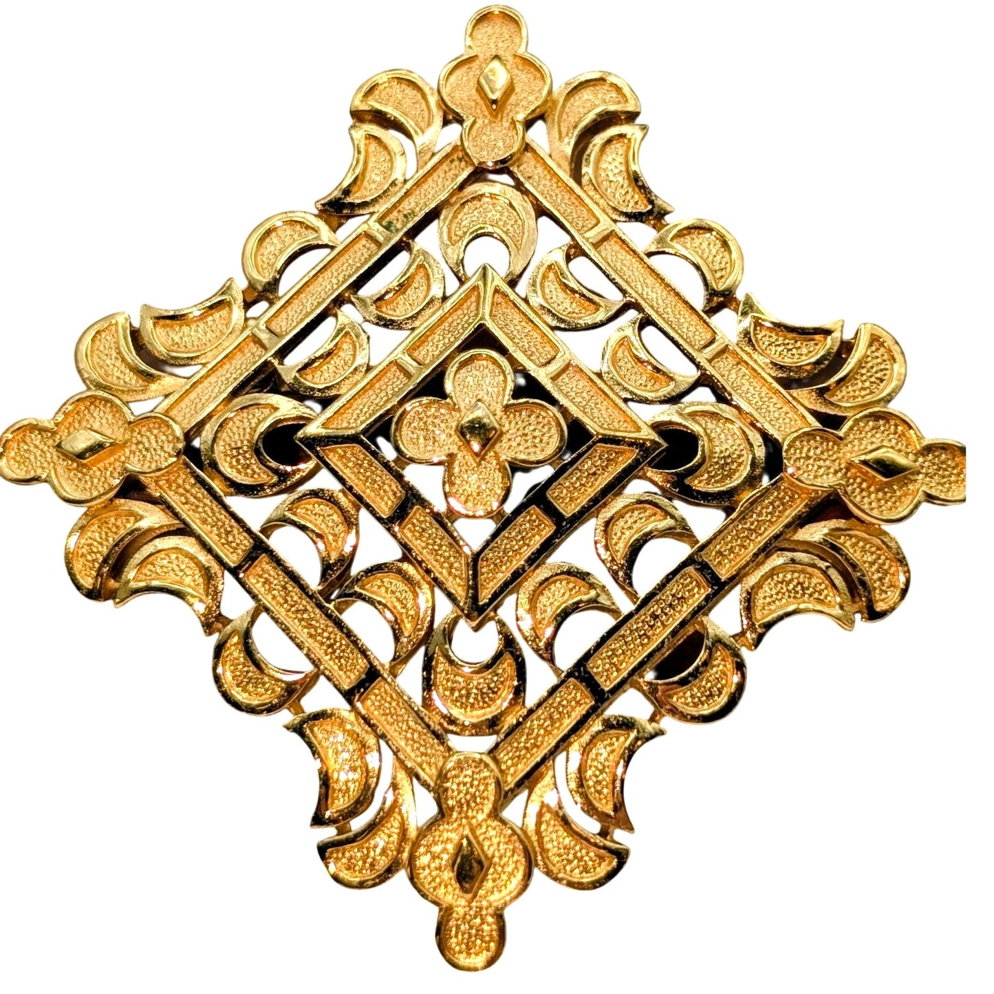 Vintage Crown Trifari Large Gold Tone Brooch