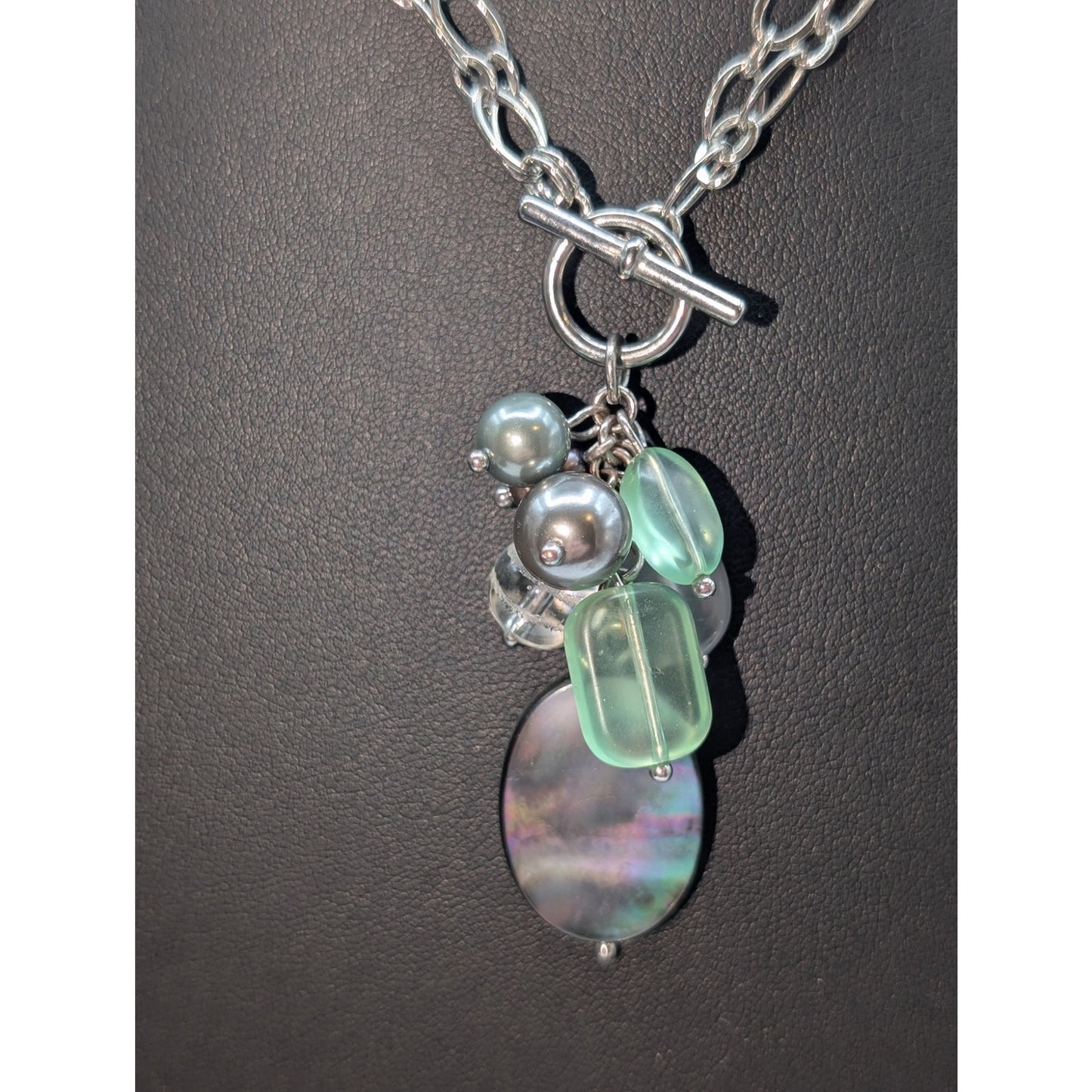 Lia Sophia Toggle Front Double Strand Silver Tone 'Pistachio' Cluster Necklace