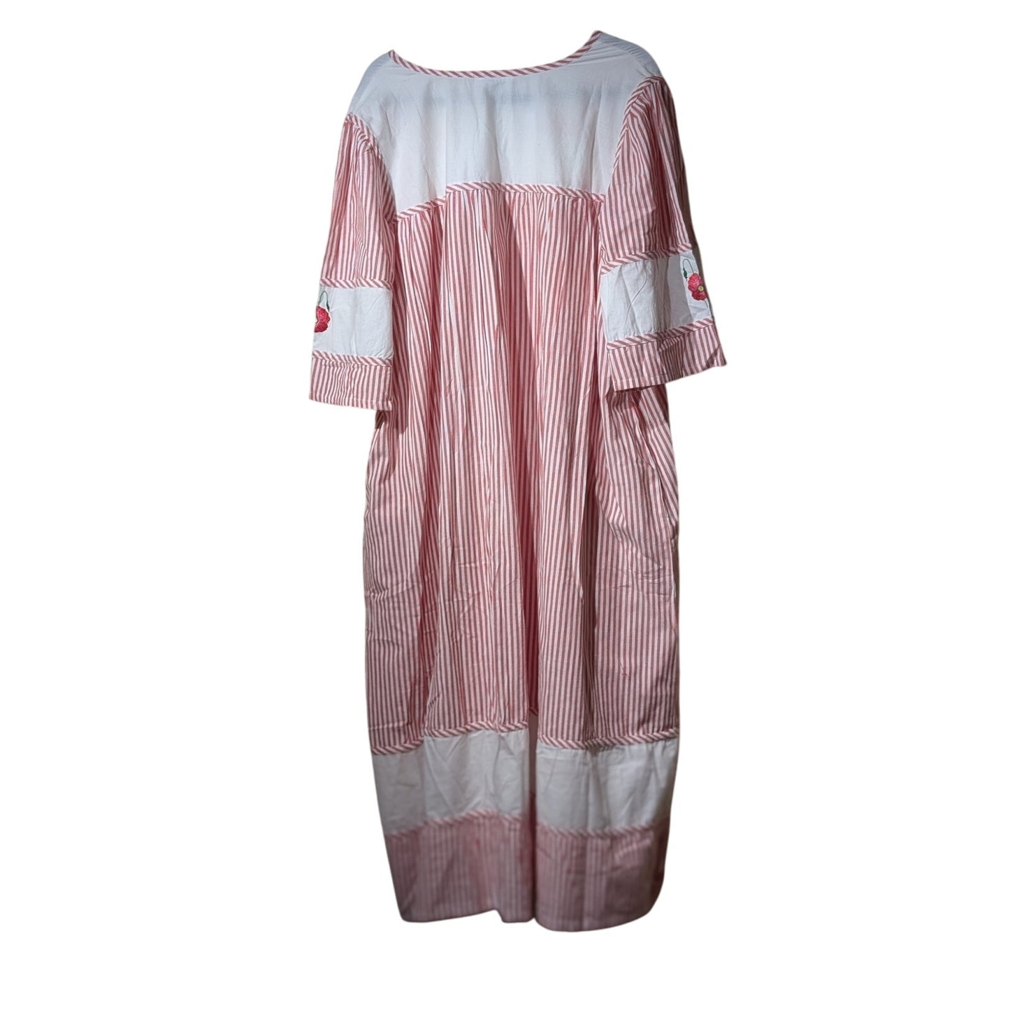 Expressions Made in India 100% Cotton Red White Embroidered Patio Dress Sz. 2X