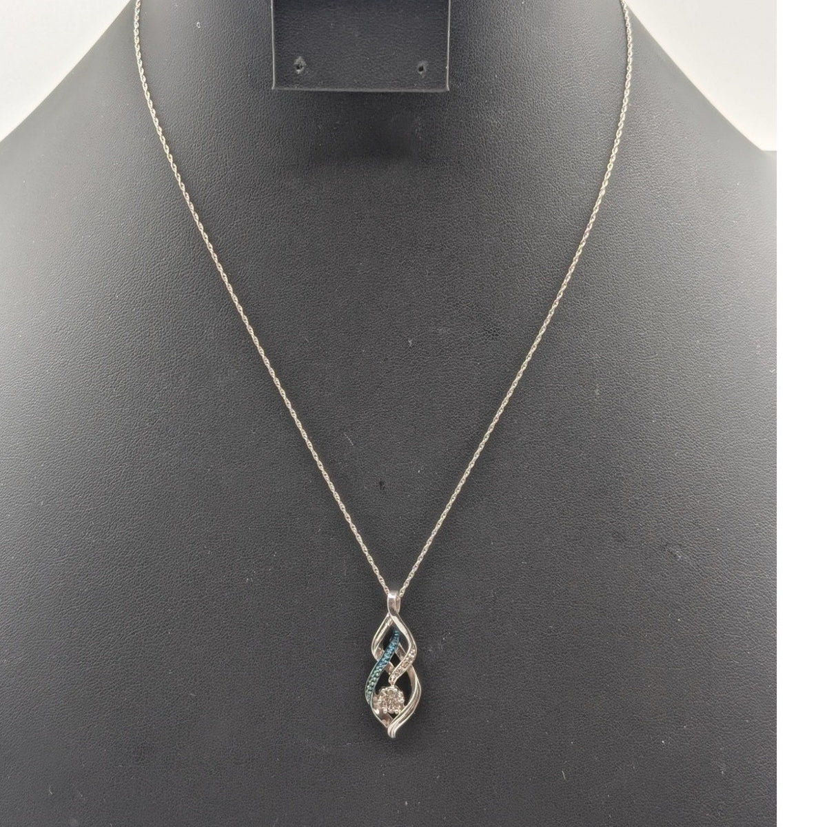 Vtg 90s 925 Italy Sterling Silver Diamond Accent Infinity Pendant 18" Necklace