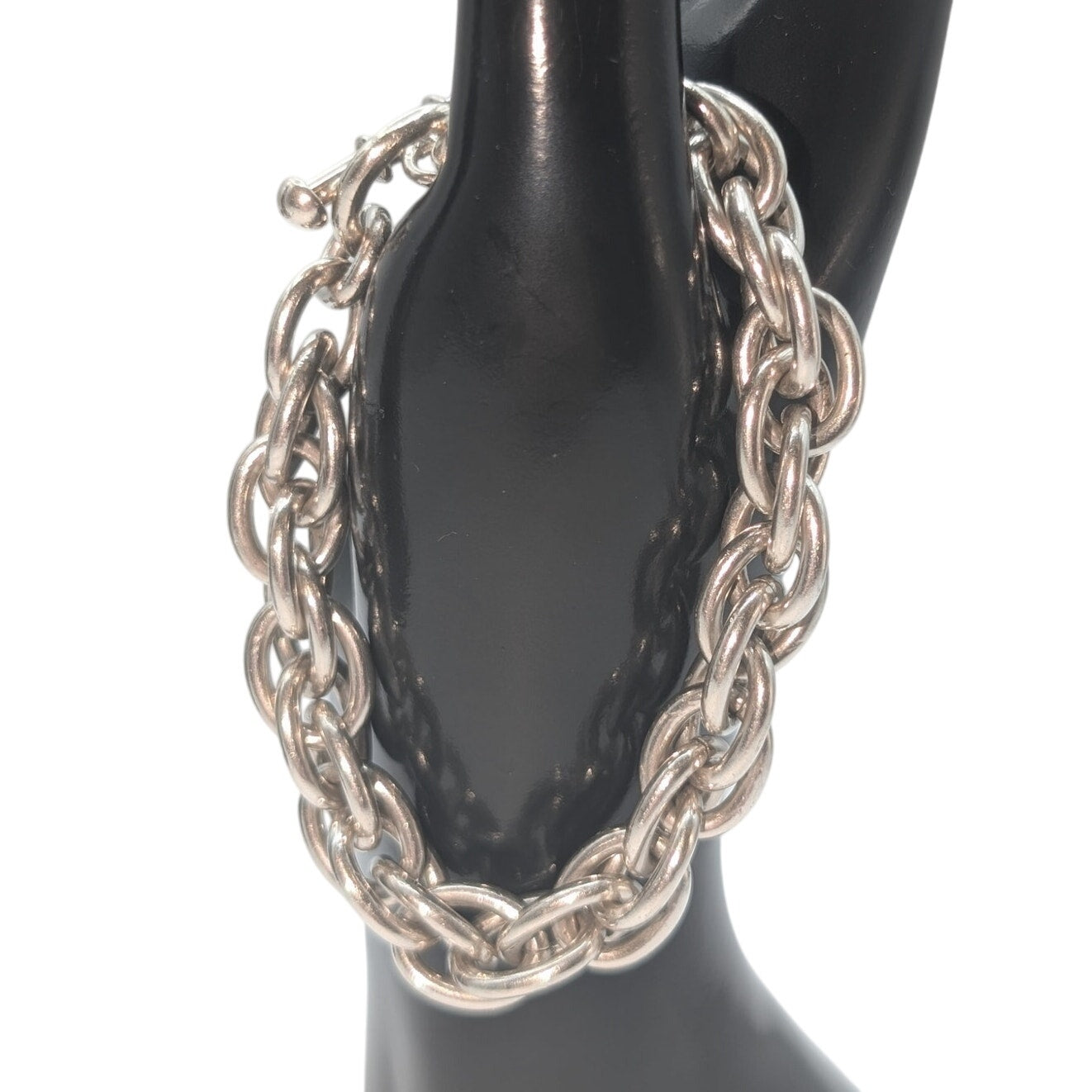 Vintage 925 Sterling Silver Heavy Multi-Oval Chain Link Toggle Bracelet 54.87g