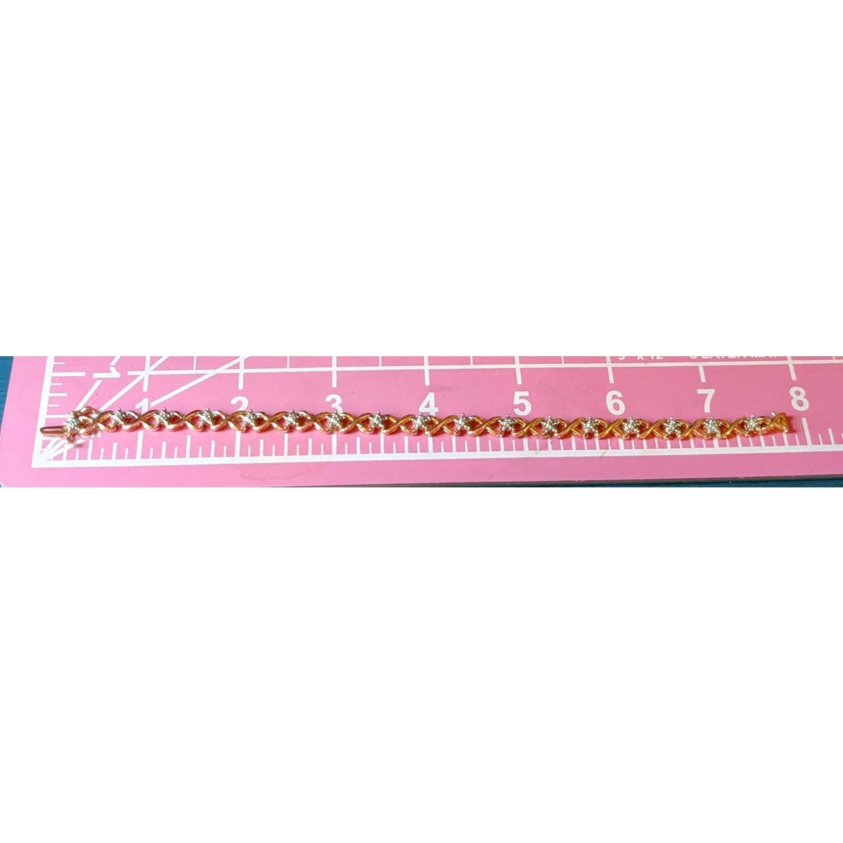 925 Sterling Silver Rose Gold Vermeil .10ct Round Diamond Star Tennis Bracelet