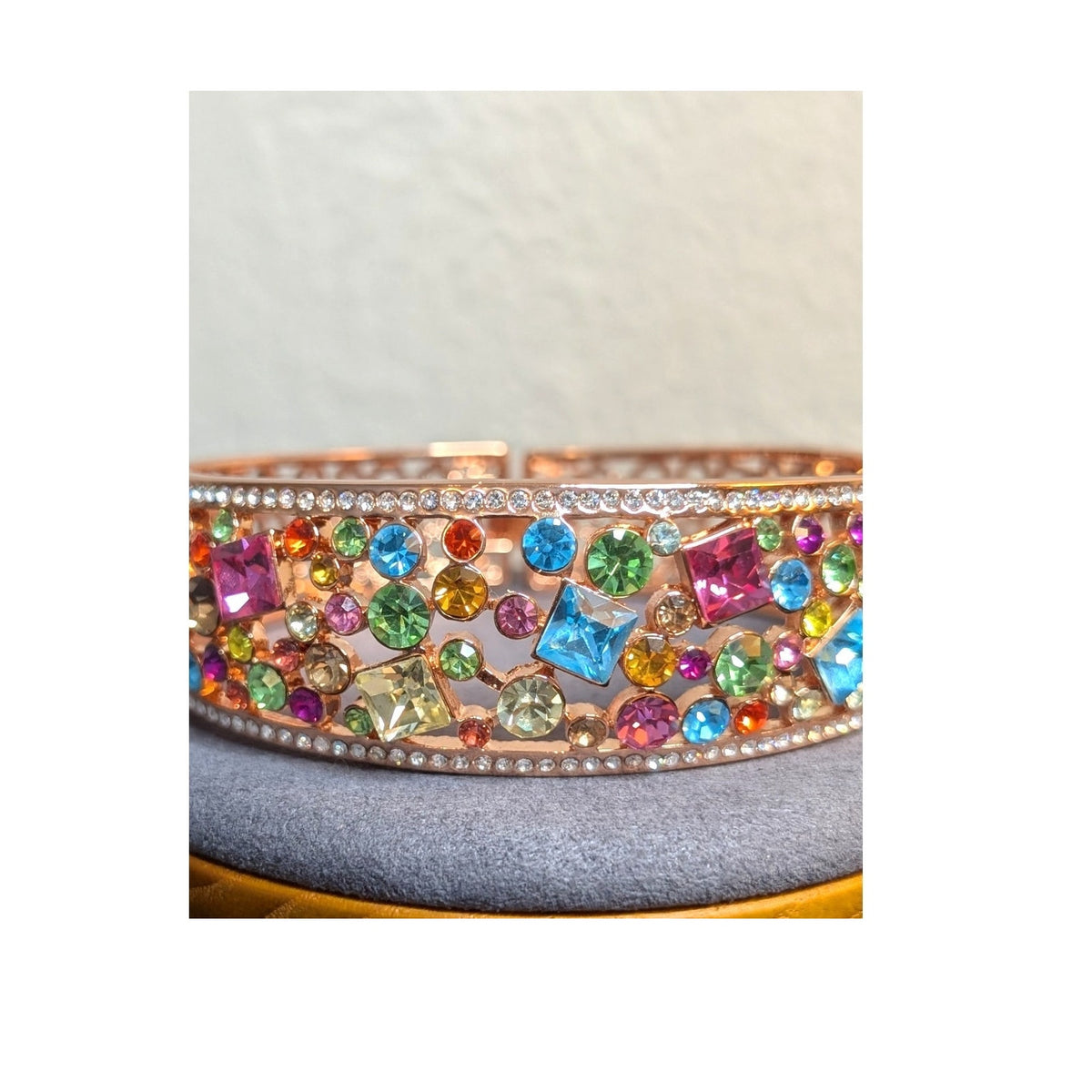 "Bregenz Rainbow of Life" 18K Rose Gold Plating Oval Cut Out Bangle Bracelet