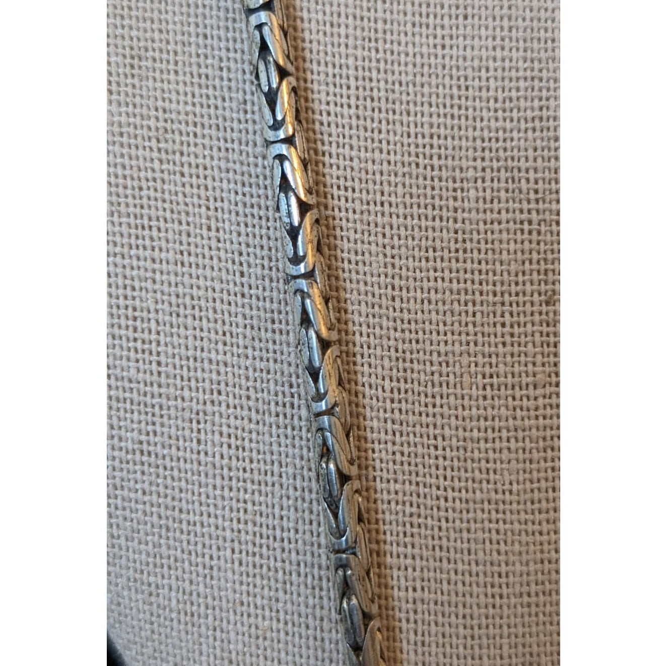 Sterling Silver 3mm Byzantine 30" Chain Necklace w/ Toggle Clasp & Bali End Caps
