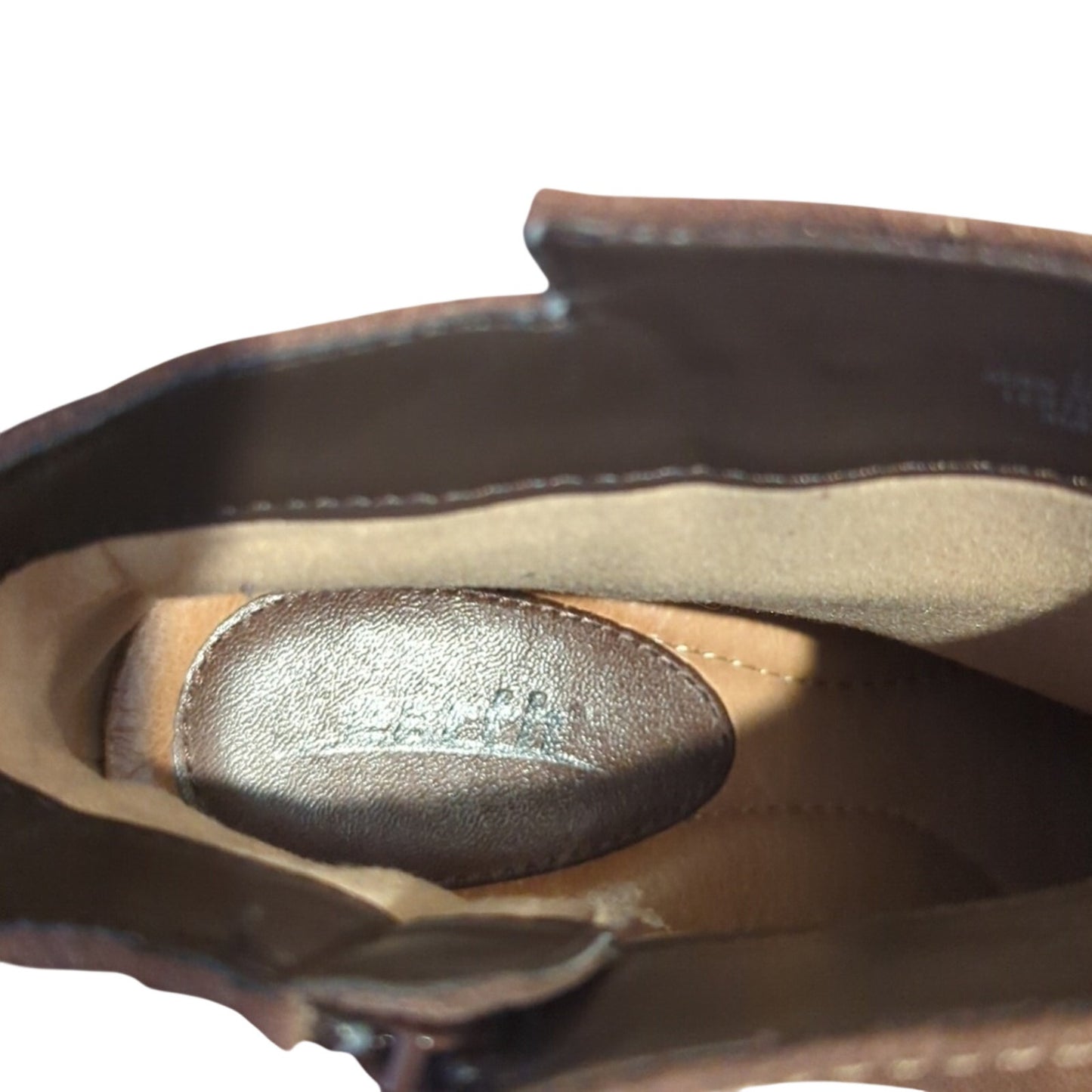 Earth Hilltopper Brown Leather & Suede Wedge Heel Bootie Women's Size 11B