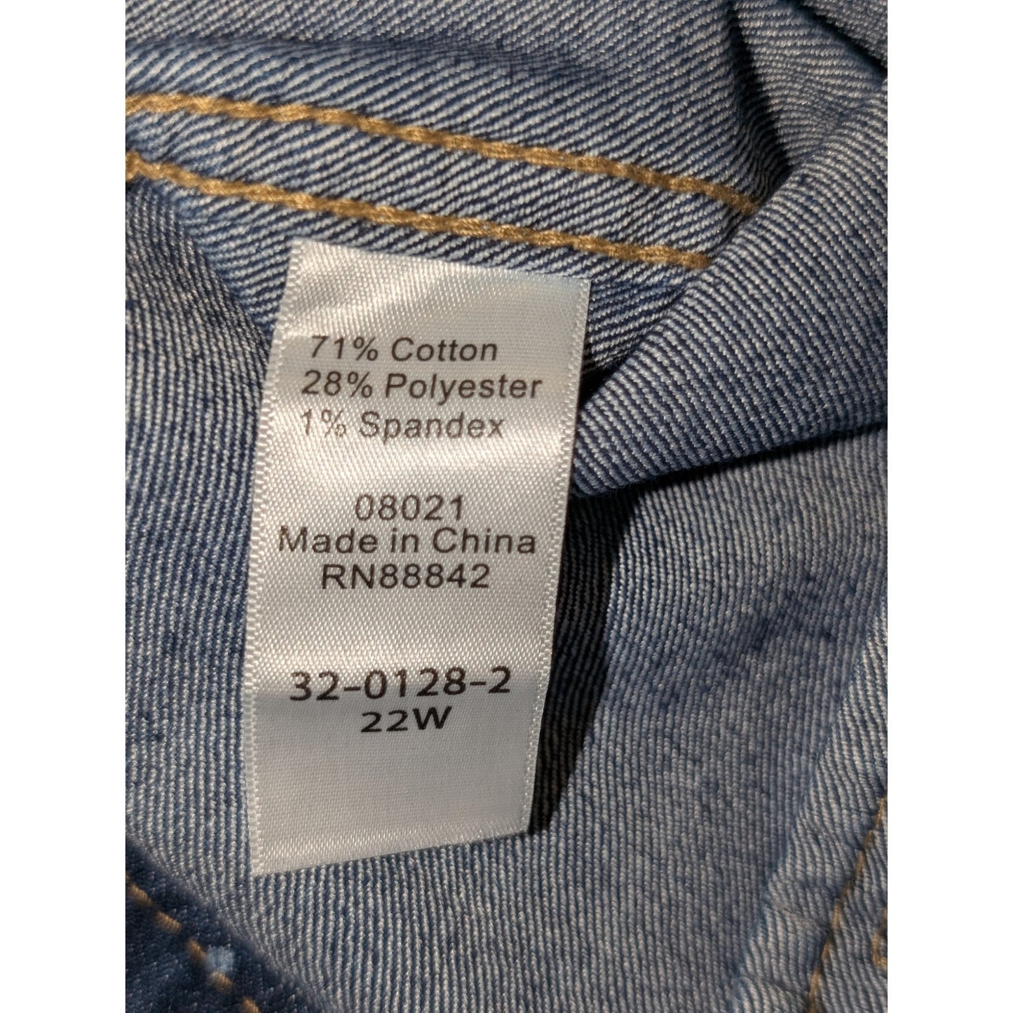 Woman Within Polka Dot Classic Denim Cotton Stretch Jacket Womens' Plus Size 22W