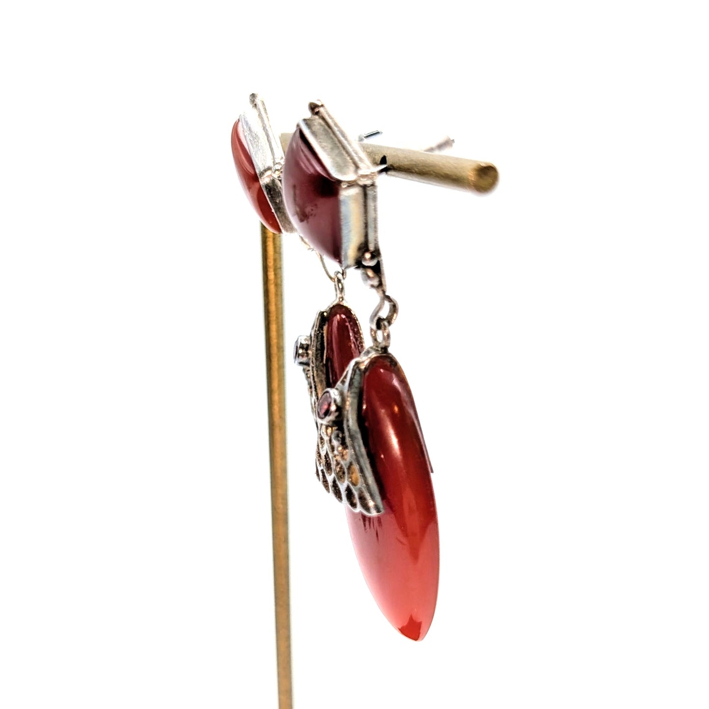 VTG Marquis & Square Cut Carnelian & Garnet 925 Sterling Silver Dangle Earrings