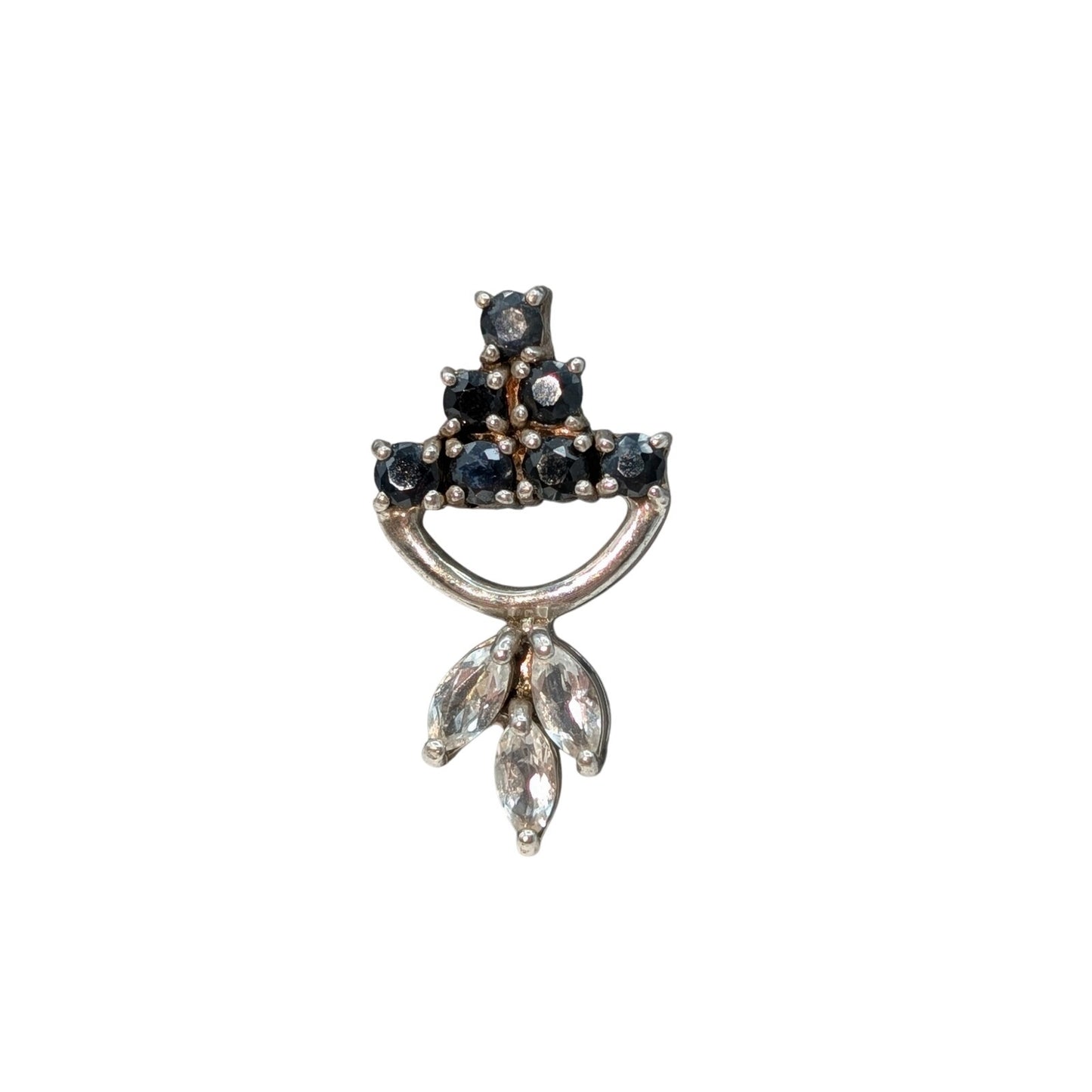 Single 'Orchid' 925 Sterling Silver Lab Created Sapphire White Spinel Earring