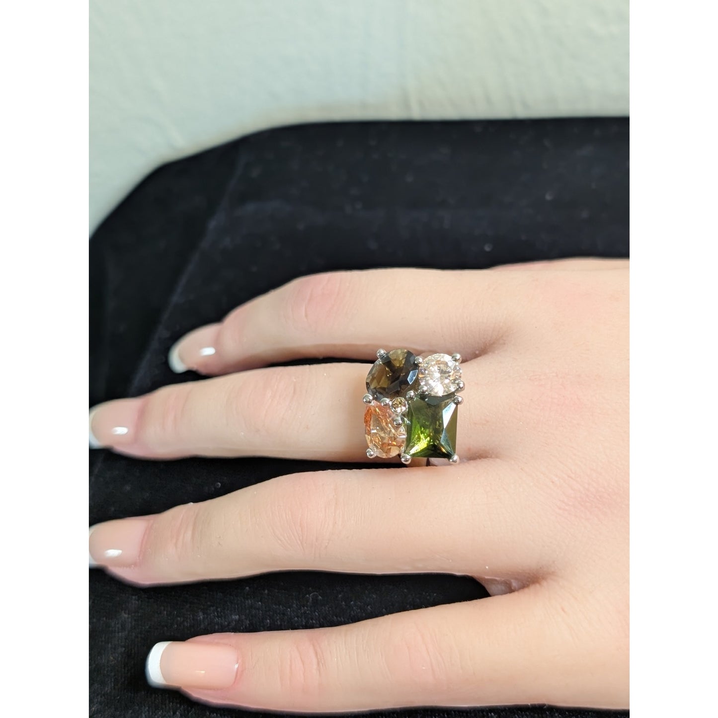 Vintage Avon Cluster Fruit Salad Statement Crystal Ring Size 9