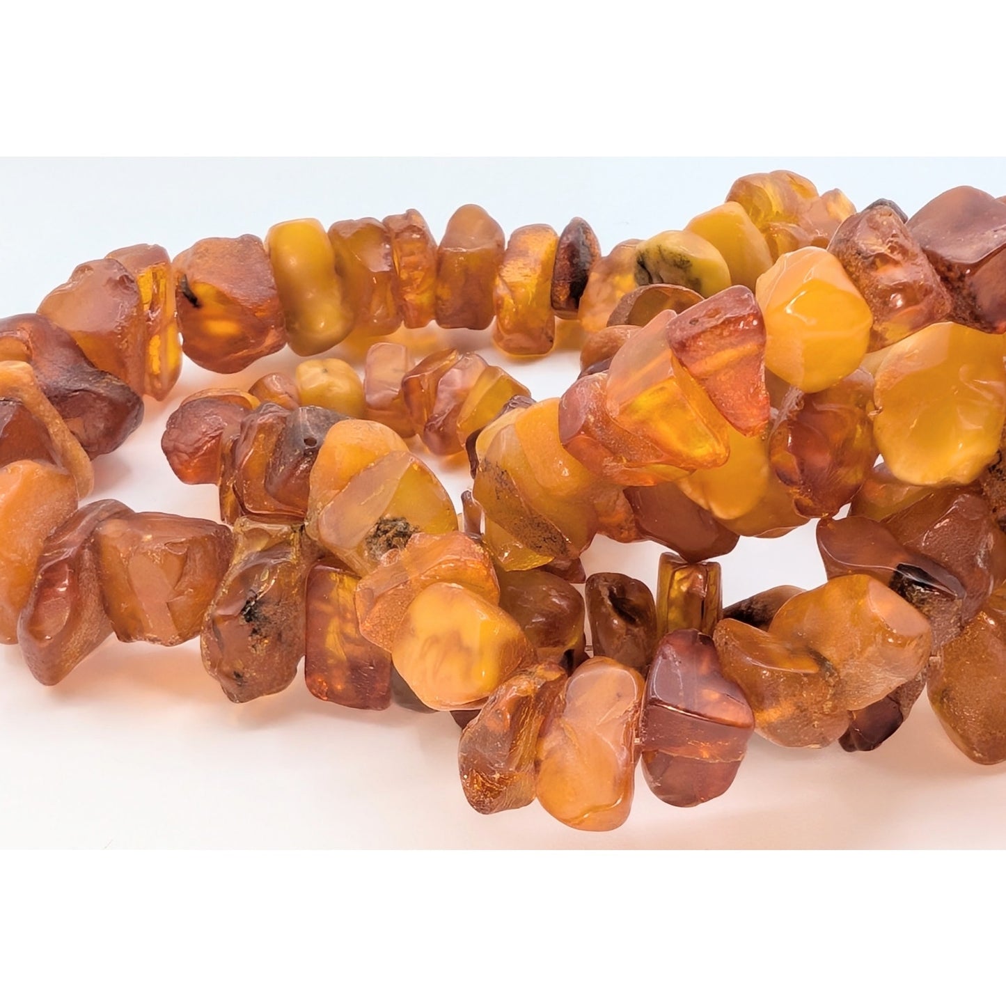 Vintage Chunky Graduated Nugget Shaped Raw Baltic Amber 35" Strand Necklace