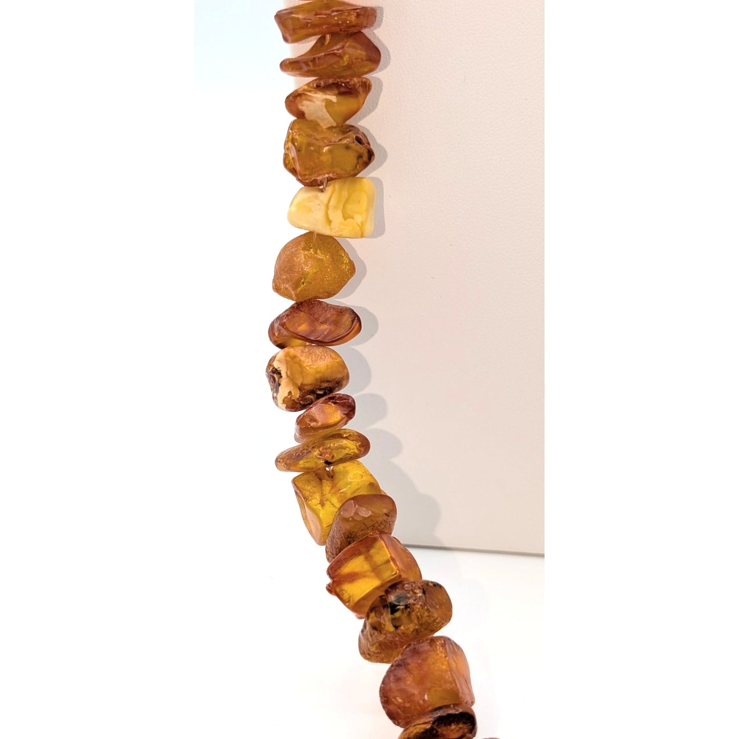 Vintage Chunky Graduated Nugget Shaped Raw Baltic Amber 35" Strand Necklace